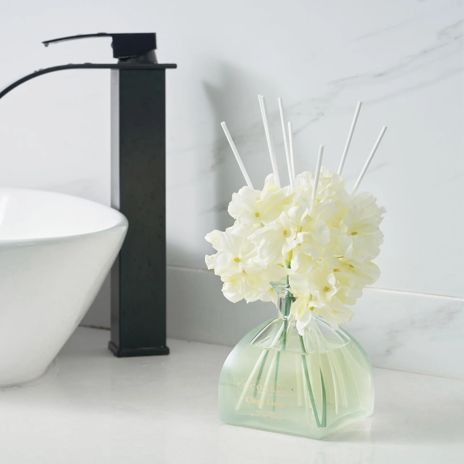 COCORRÍNA Diffuseur de Parfum 250ml Clean Linen 8 Bâtonnets Décoration Maison