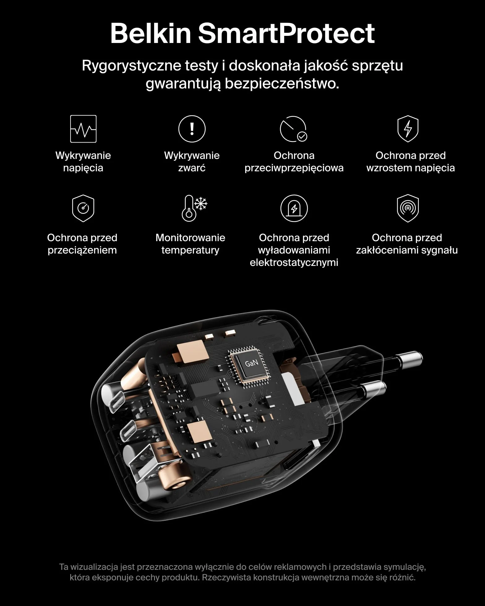 Belkin 3-portowa ładowarka USB-C GaN 70 W, 2 porty USB-C i 1 port USBA, końcówki wtyczek US/UK/UE, szybkie ładowanie urządzeń MacBook, iPhone, iPad Pro, Samsung Galaxy, Google Pixel i innych – Biała