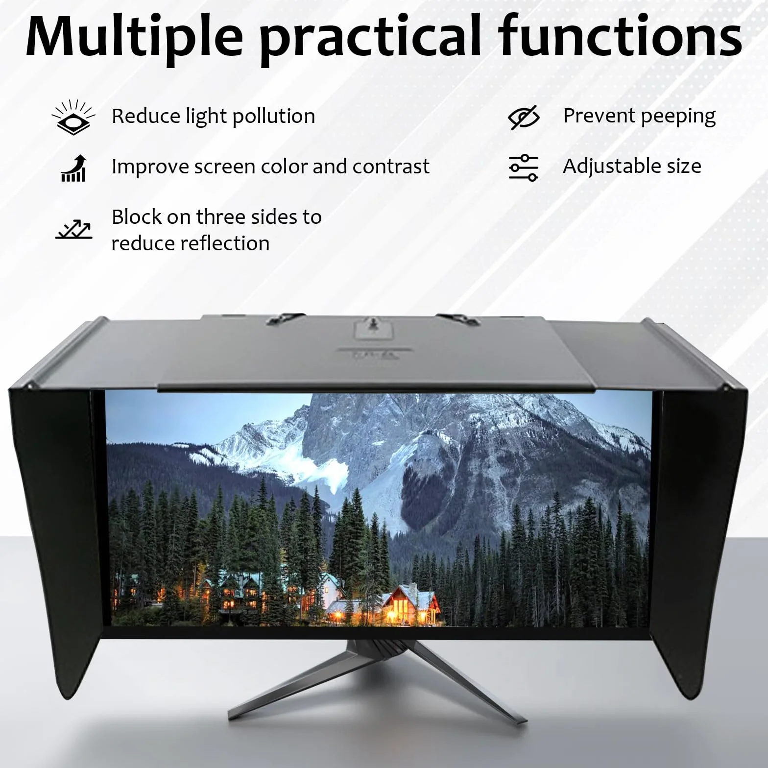 Osłona przeciwsłoneczna monitora komputerowego, ekran o przekątnej 24-32 cali (regulowany od 41 do 71 cm), osłona przeciwsłoneczna komputera do zewnętrznej ramy monitora, przeciwodblaskowa i