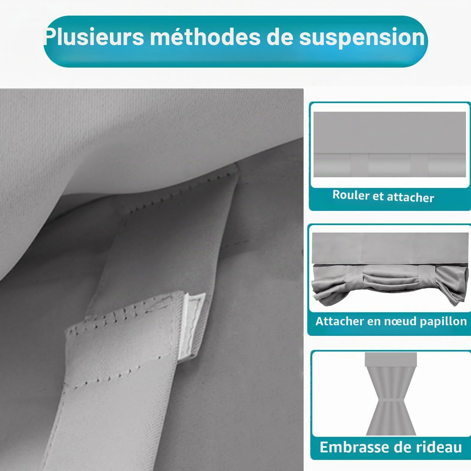 Rideaux occultants de porte, store de porte française adhésif, rideau thermique occultant pour contrôle de la lumière et intimité