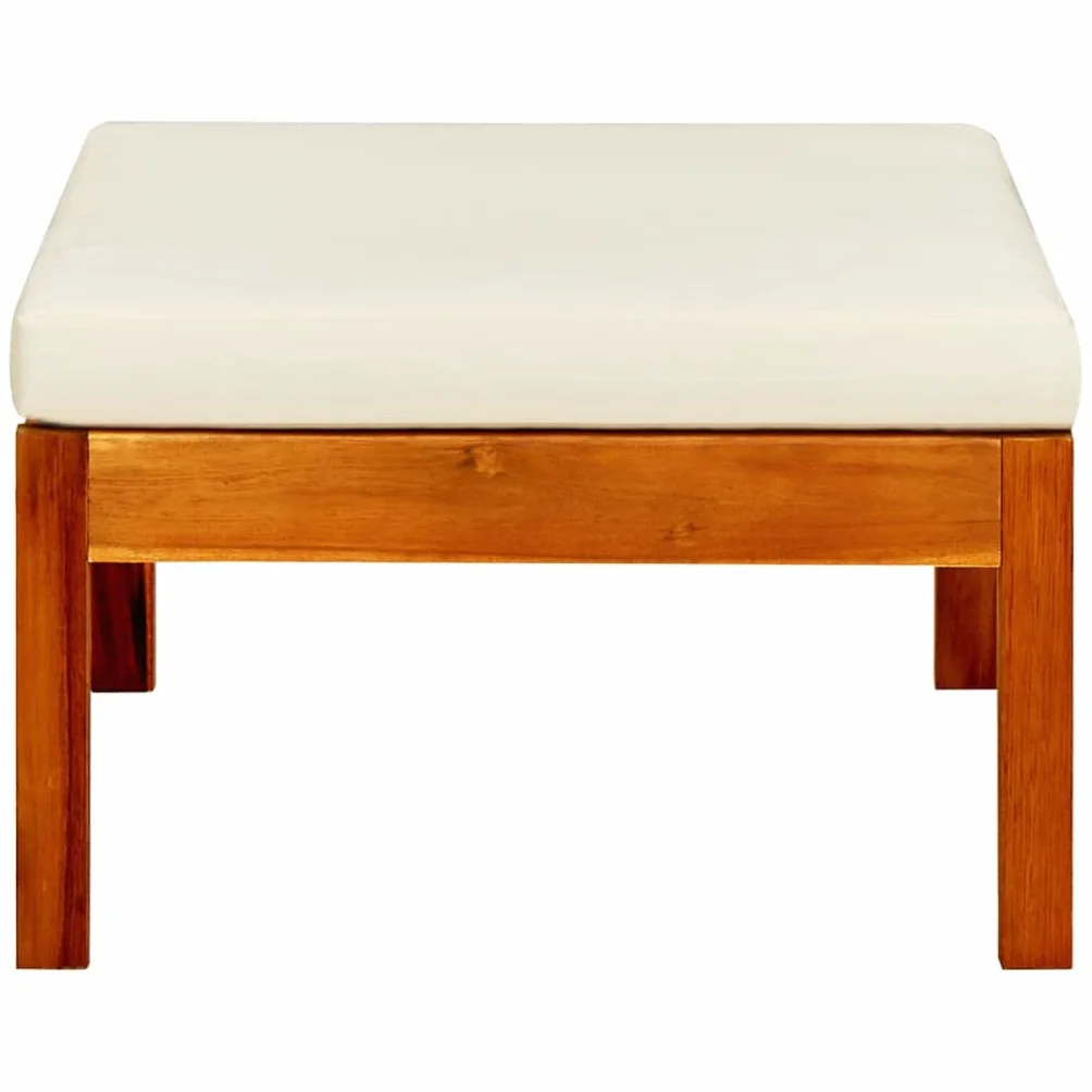 vidaXL Lot de 2 Repose-Pieds de Jardin, Tabourets de Patio, Poufs avec Coussin, Meubles de Terrasse Extérieur, Bois d'Acacia Massif