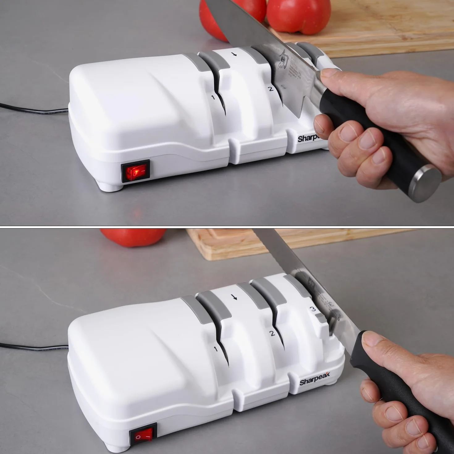Aiguiseur de couteaux électrique 3 étapes meules diamantées moteur silencieux protection surchauffe affûtage rapide cuisine