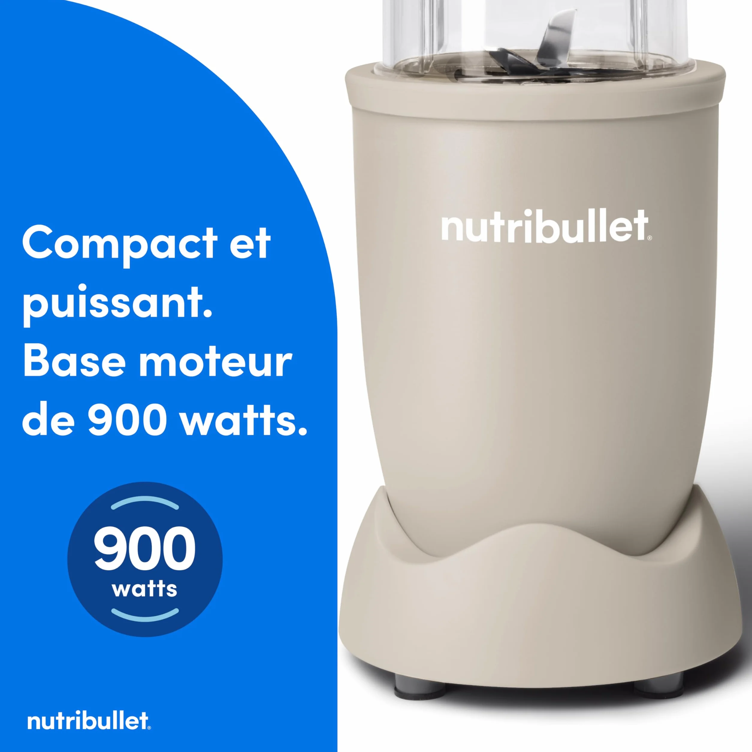 Nutribullet Pro 900 - Blender Personnel Multifonction, Smoothie, Fruits et Légumes, Compact, Facile à Utiliser et Nettoyer, Extraction Nutriments, 900W, Minéral Gris (NB904MASN)