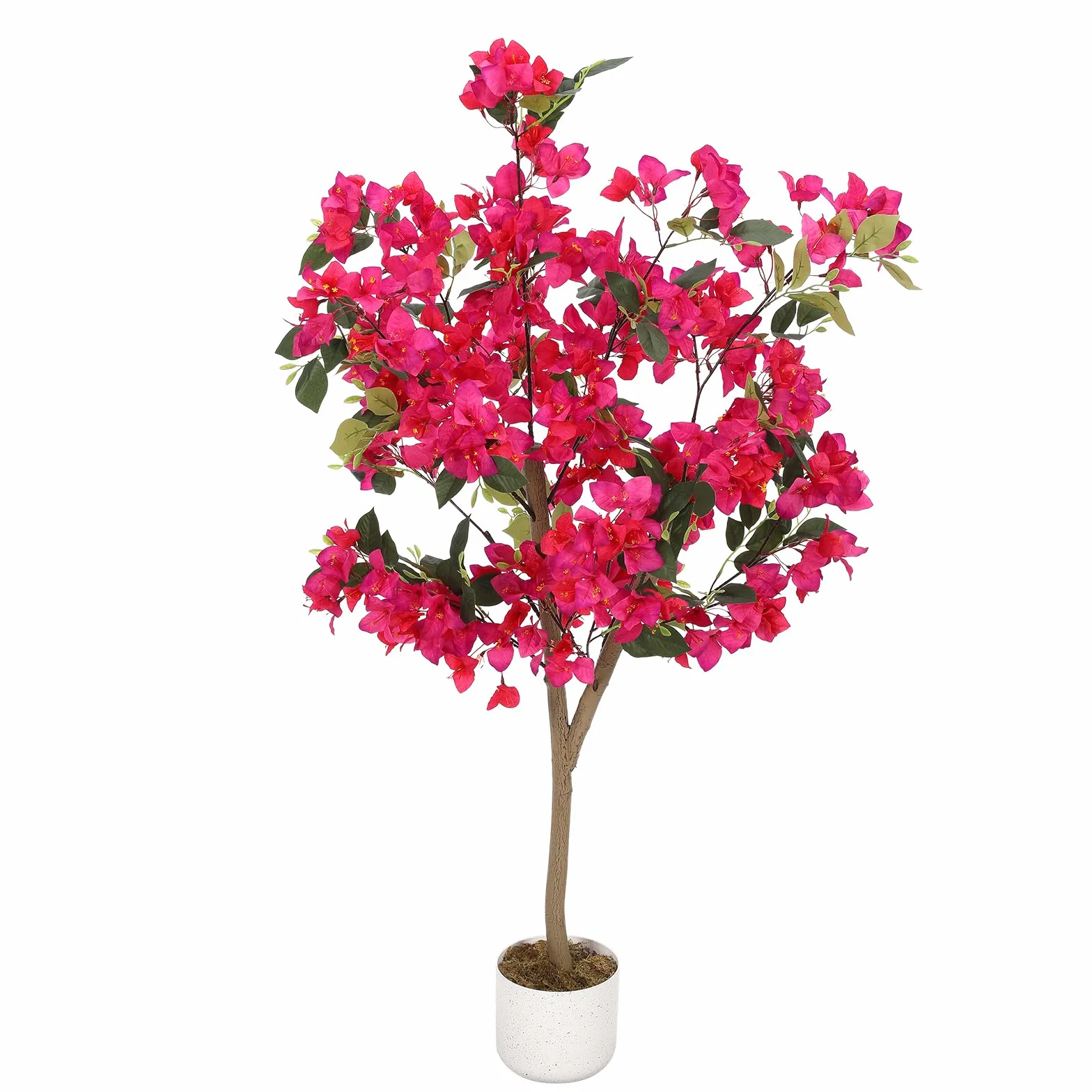 GarveeHome Bougainvillier Artificiel 100 cm/120 cm/150 cm avec Tronc Naturel - Fleurs triplées Roses, Plante Artificielle réaliste en Pot pour Jardin, Balcon et Appartement