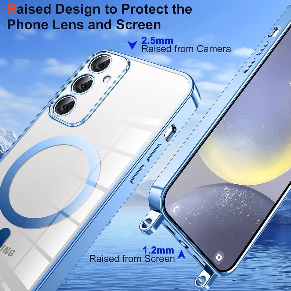 CaseLover Magnetyczne etui na telefon komórkowy Samsung Galaxy A57 5G, etui ochronne ze smyczką, przezroczyste silikonowe etui na telefon komórkowy, ze sznurkiem do zawieszenia, odporne na uderzenia