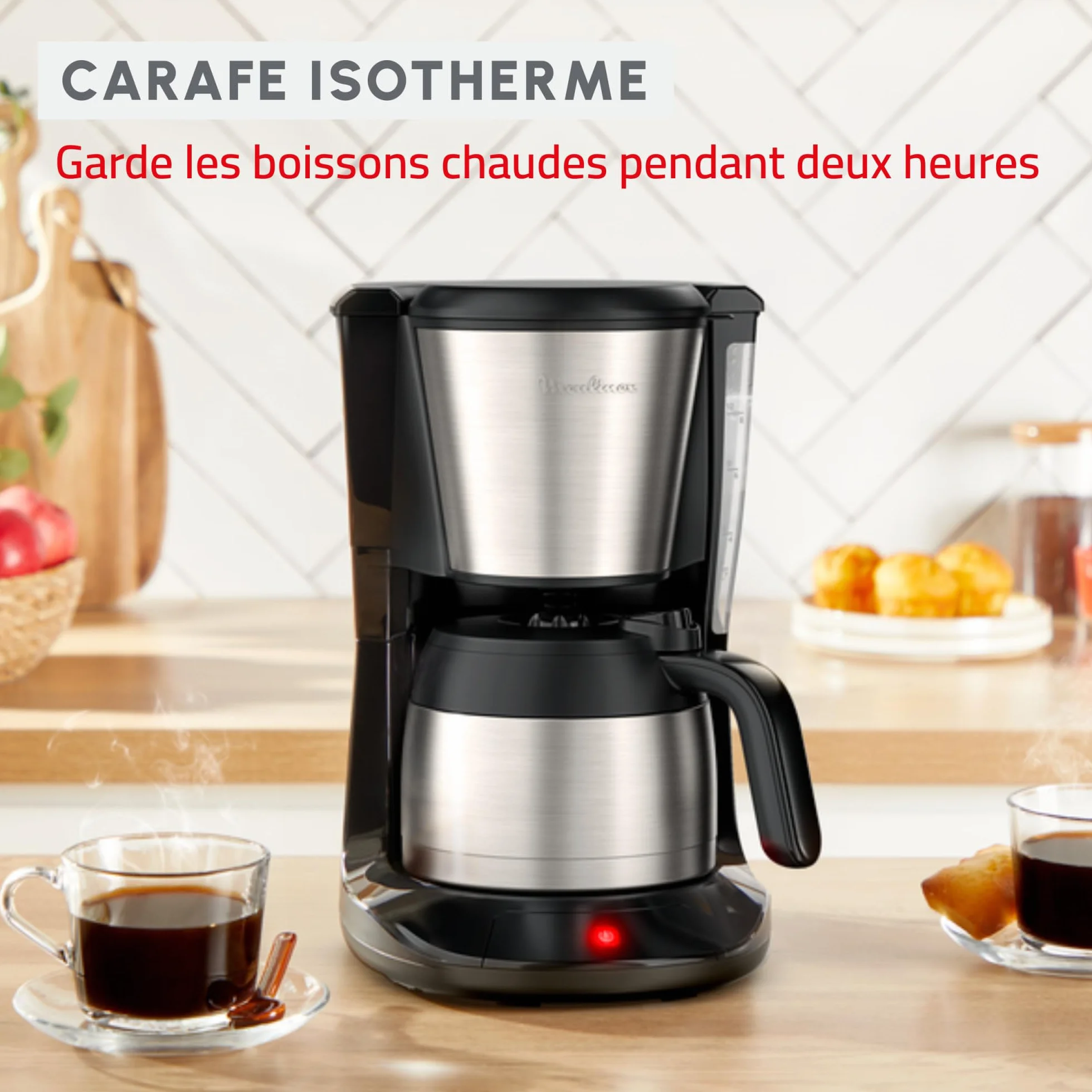 Moulinex Subito, Cafetière filtre avec verseuse isotherme, Capacité de 0,9L, 12tasses, FT5S0DE0