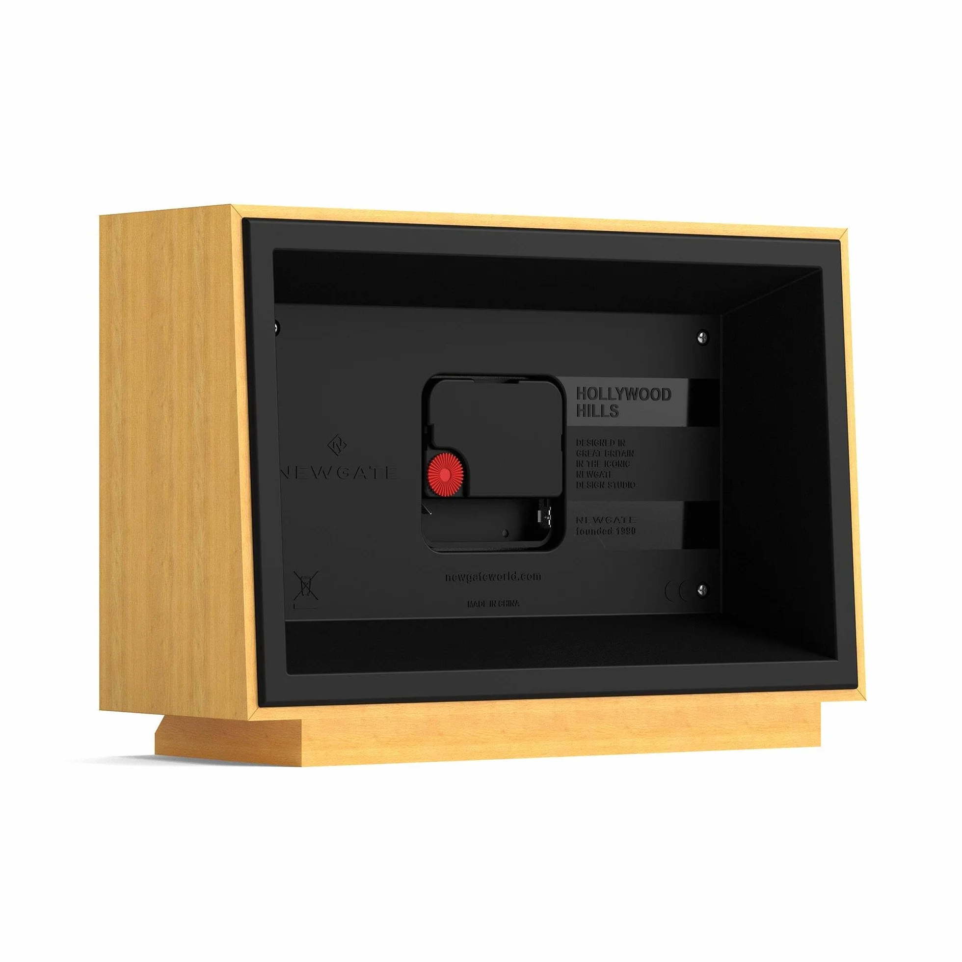 NEWGATE® Hollywood Horloge de Bureau Bois Massif Finition Chêne Pâle Style Milieu du Siècle