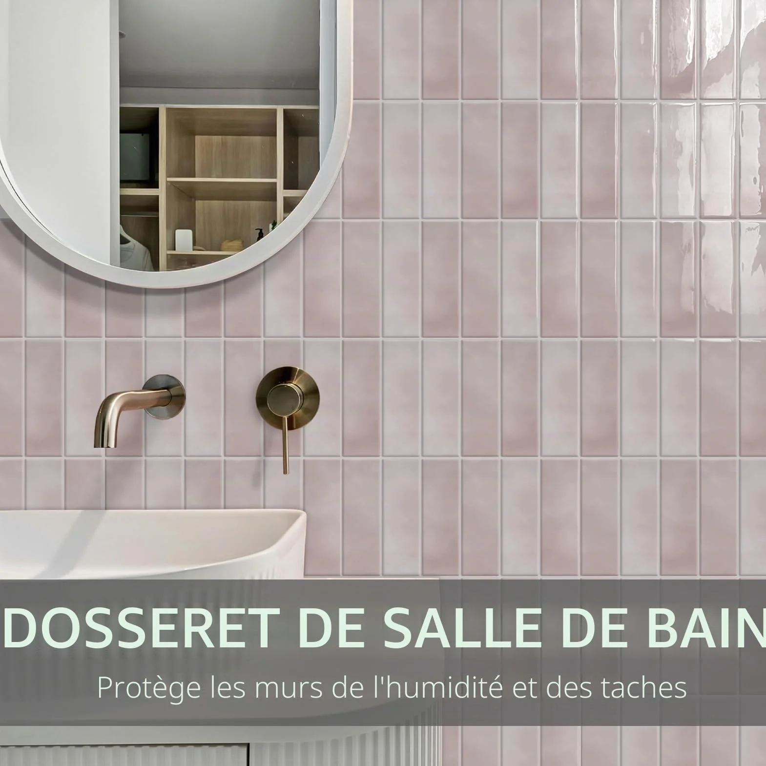 Carrelage Adhésif Mural Rectangulaire Imperméable 30,5x30,5 cm 10 Pièces Cuisine Salle de Bain