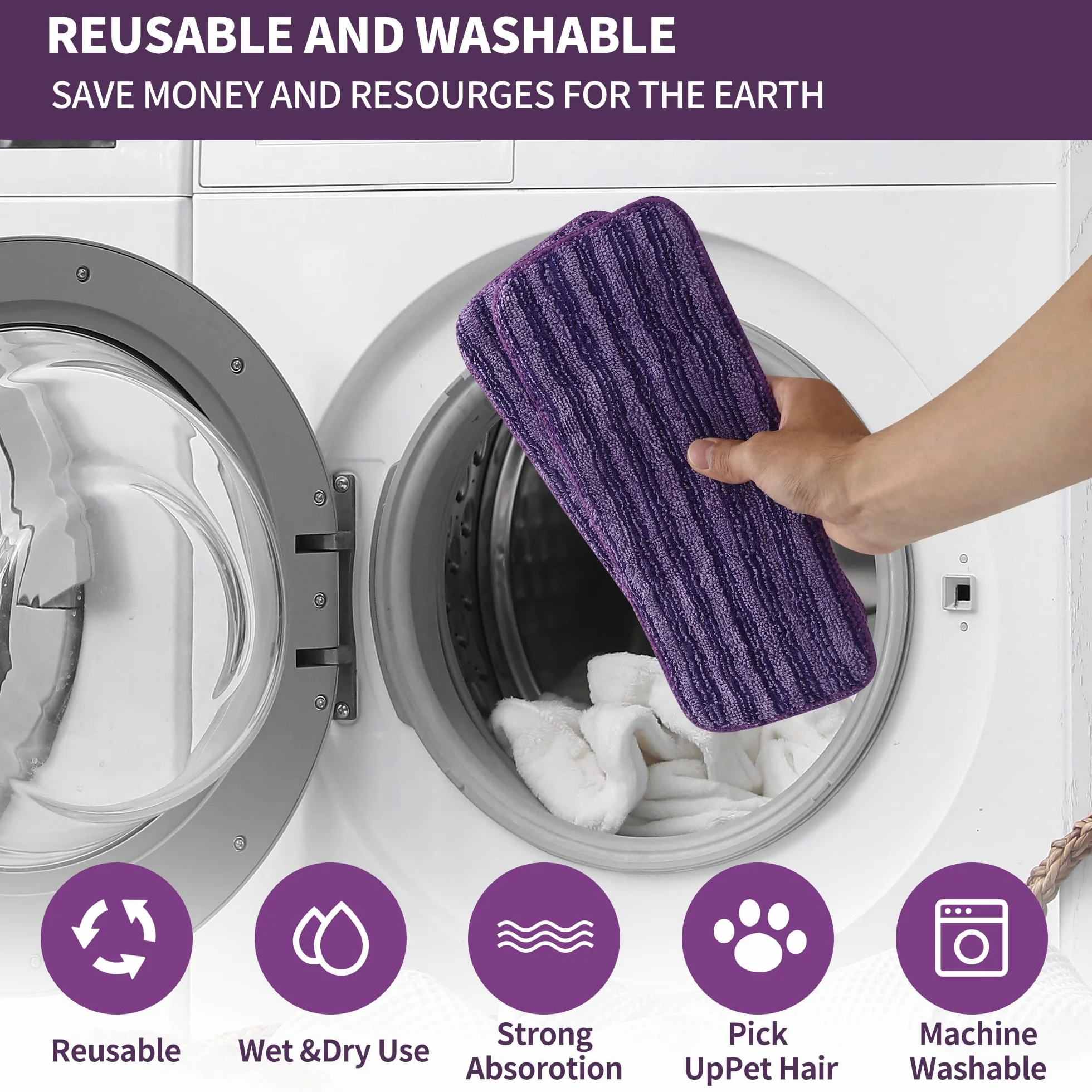 Serpillères en Microfibre 6 pièces compatibles avec Swiffer Wet Jet, Lingettes de rechange