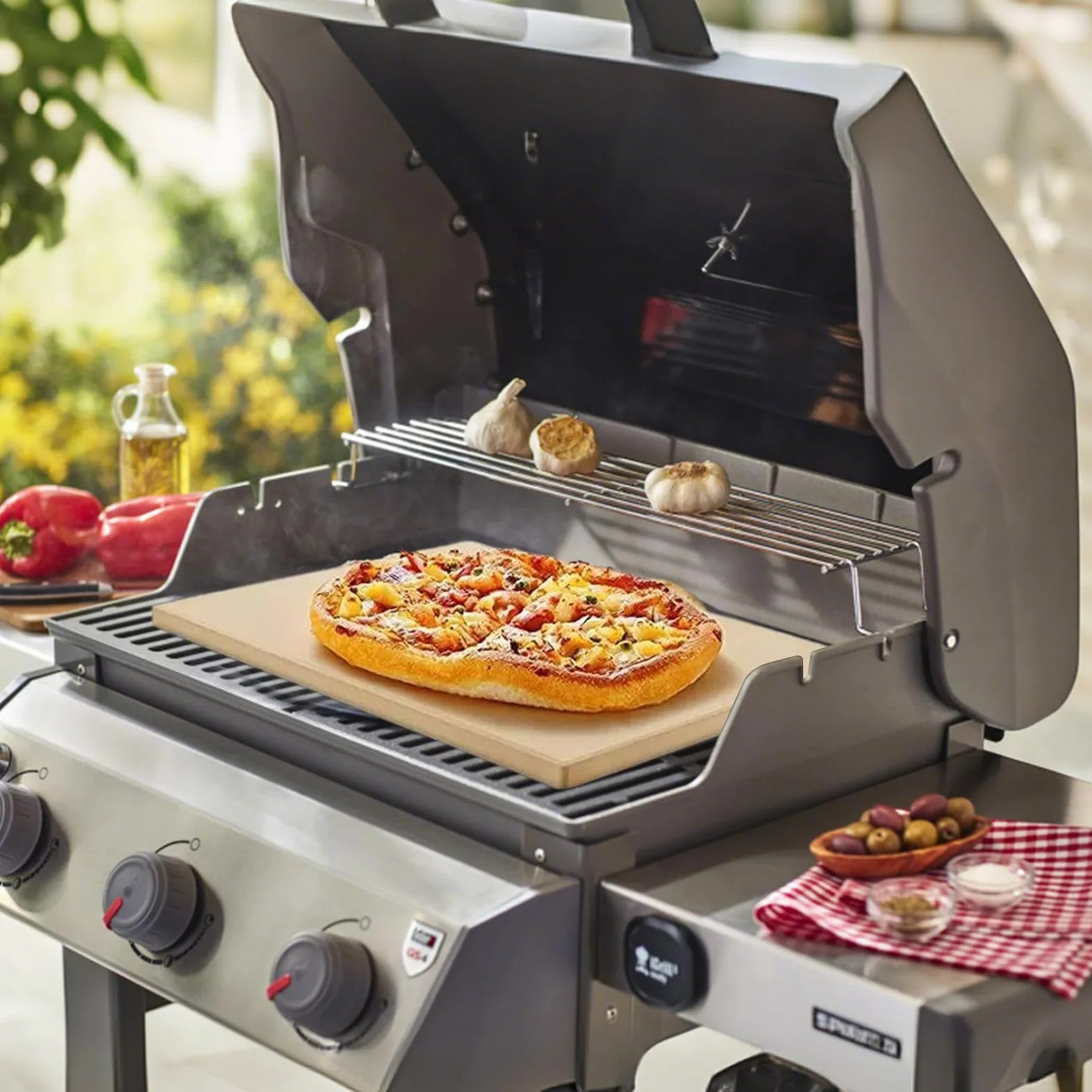 Pierre à pizza - 30,5 x 30,5 cm - En céramique anti-adhésive - Pour four, barbecue, camping - 30,5 x 30,5 cm - Idéale pour le à pizza et la cuisson polyvalente à l'intérieur et à l'extérieur