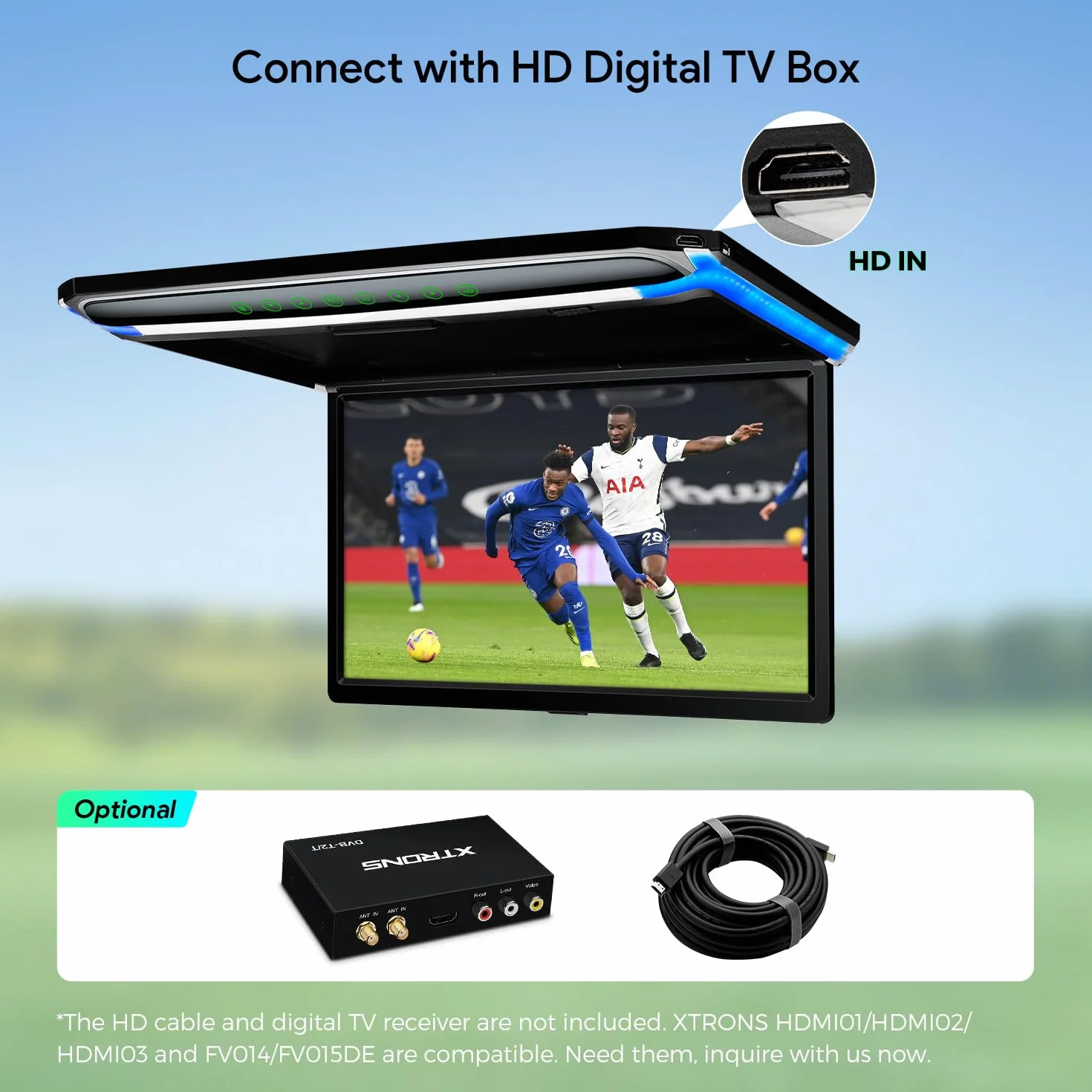Nowy XTRONS 17,3-calowy 16:9 ultra-cienki cyfrowy ekran TFT FHD 1080P wideo samochodowy odtwarzacz sufitowy zamontowany na dachu z wbudowanym portem HDMI/SD/USB/Infrared/FM