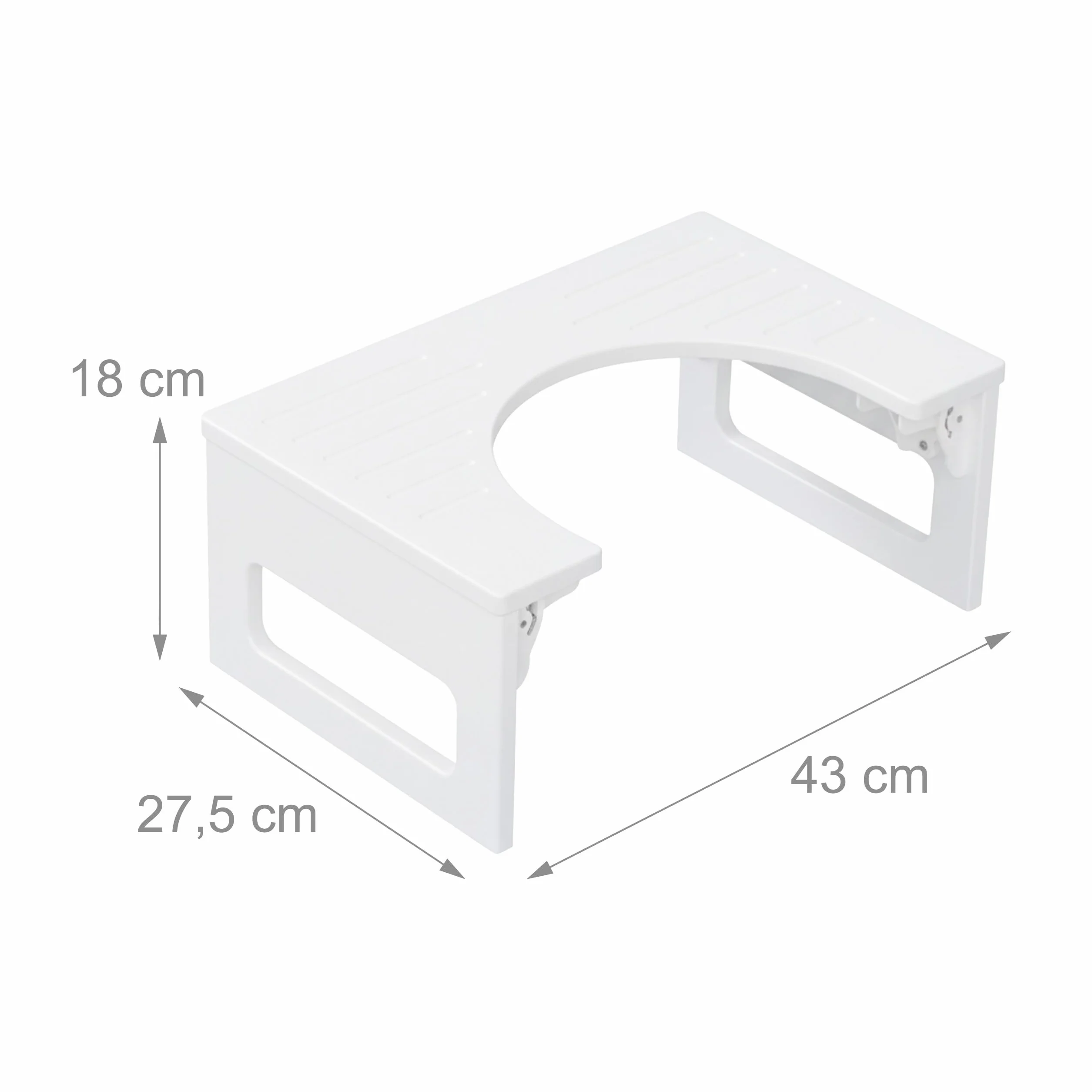 Relaxdays Tabouret de Toilettes Pliable pour Adultes en Bambou antidérapant, 18x43x27,5 cm, Blanc