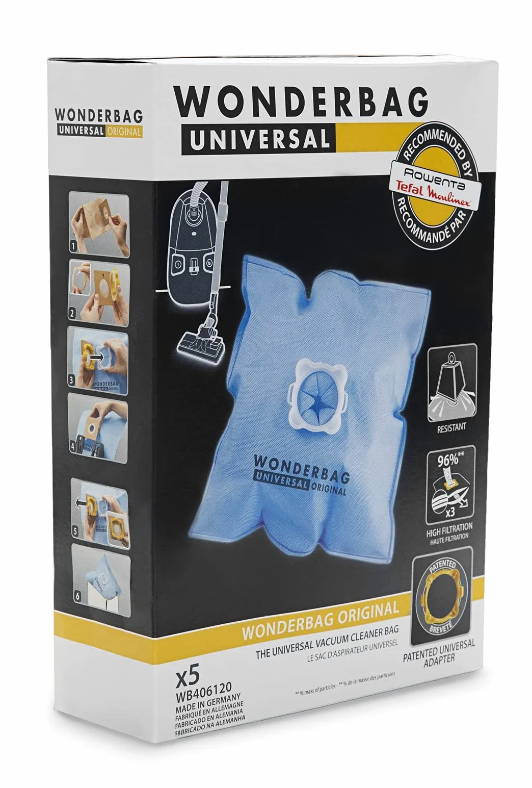 Rowenta Wonderbag Original 5 sacs aspirateur traineaux WB406120