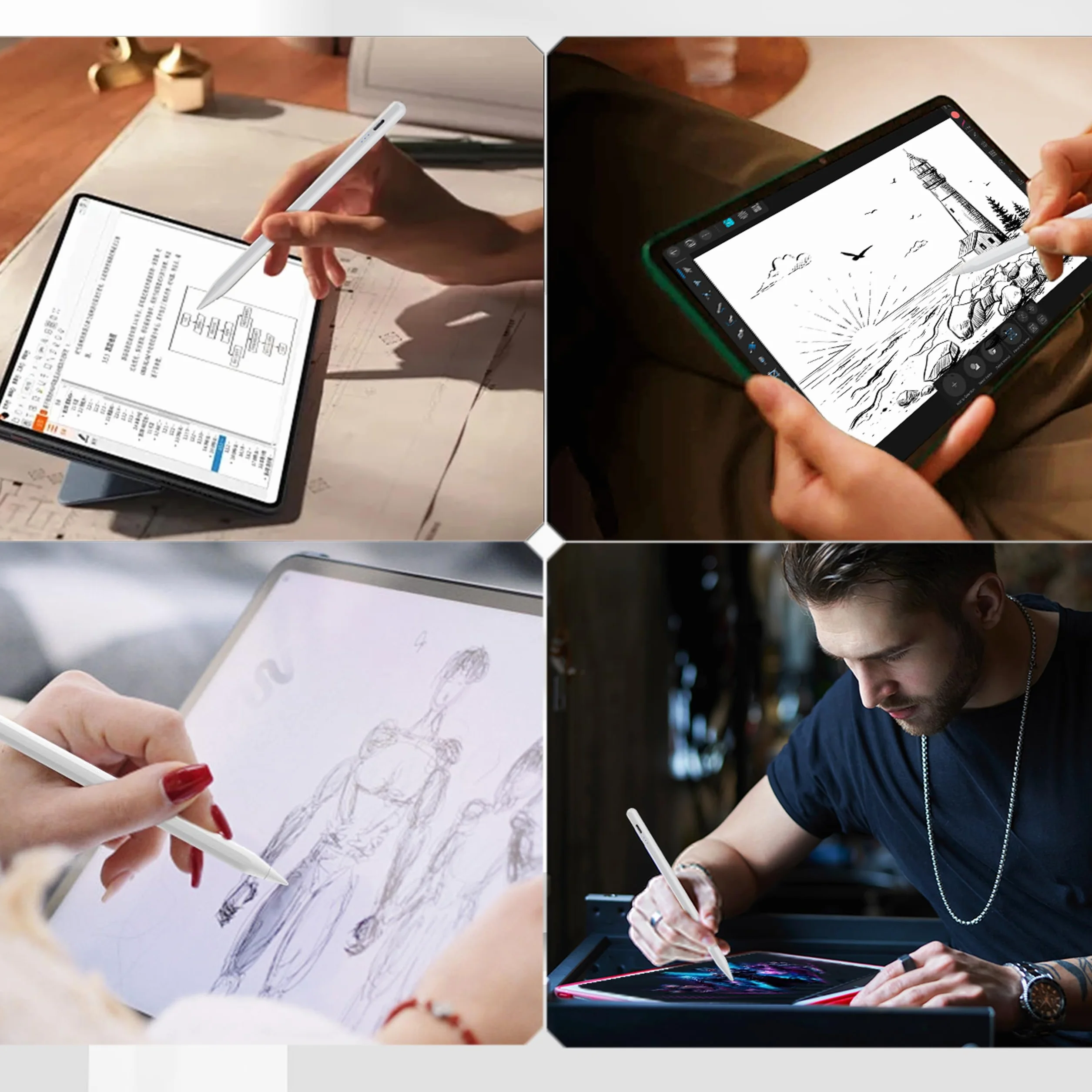 Pensel elektroniczny do tabletów - zamiennik Apple Pencil do iPadów z lat 2018-2024, bez potrzeby połączenia Bluetooth