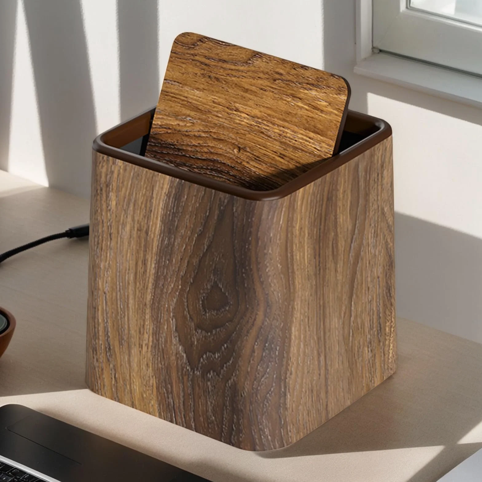 Poubelle de bureau avec couvercle pour tri sélectif rétro organisateur peu encombrant