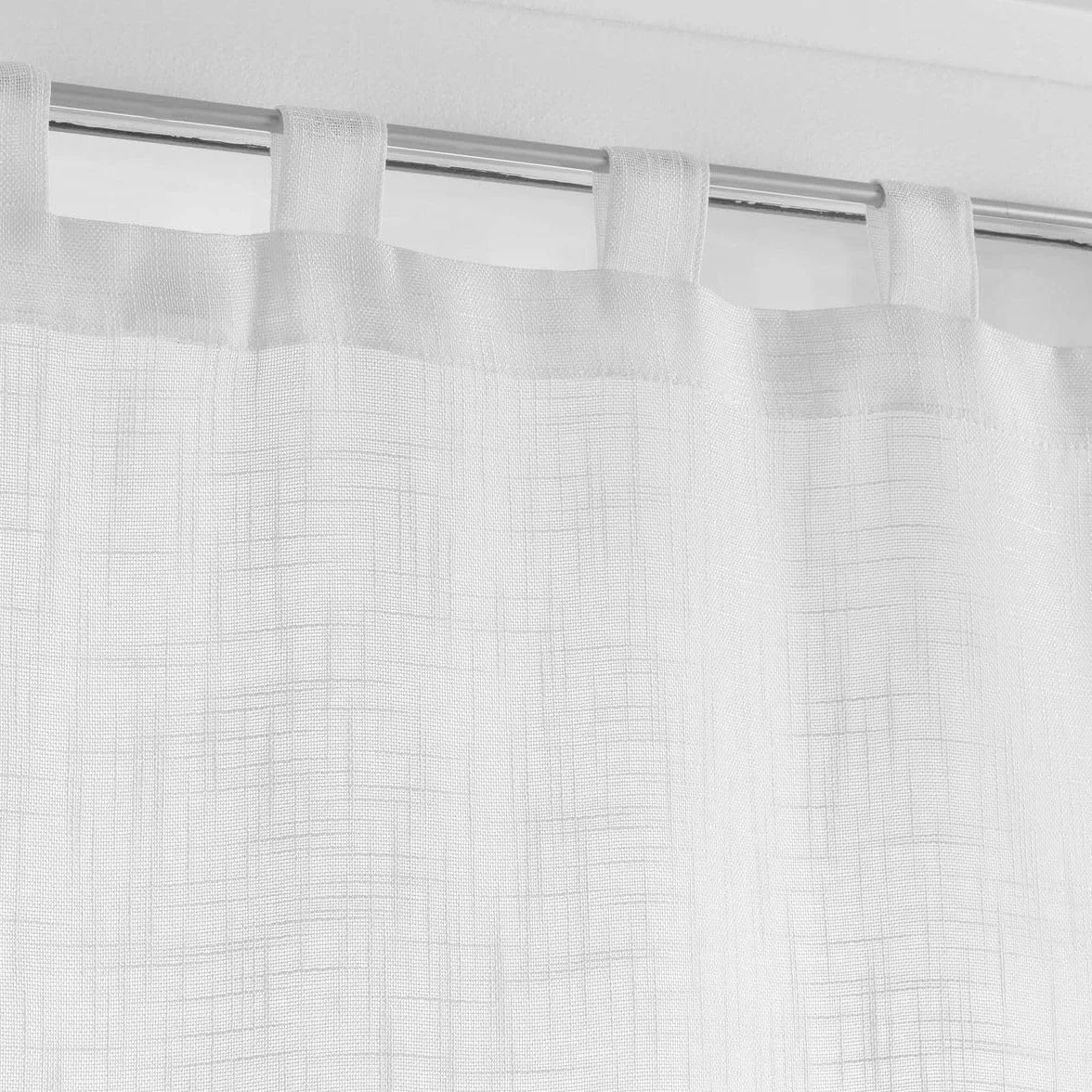 Haltona Paire Droite Passants Effet Lin Tisse Polyester Blanc 120x60 cm