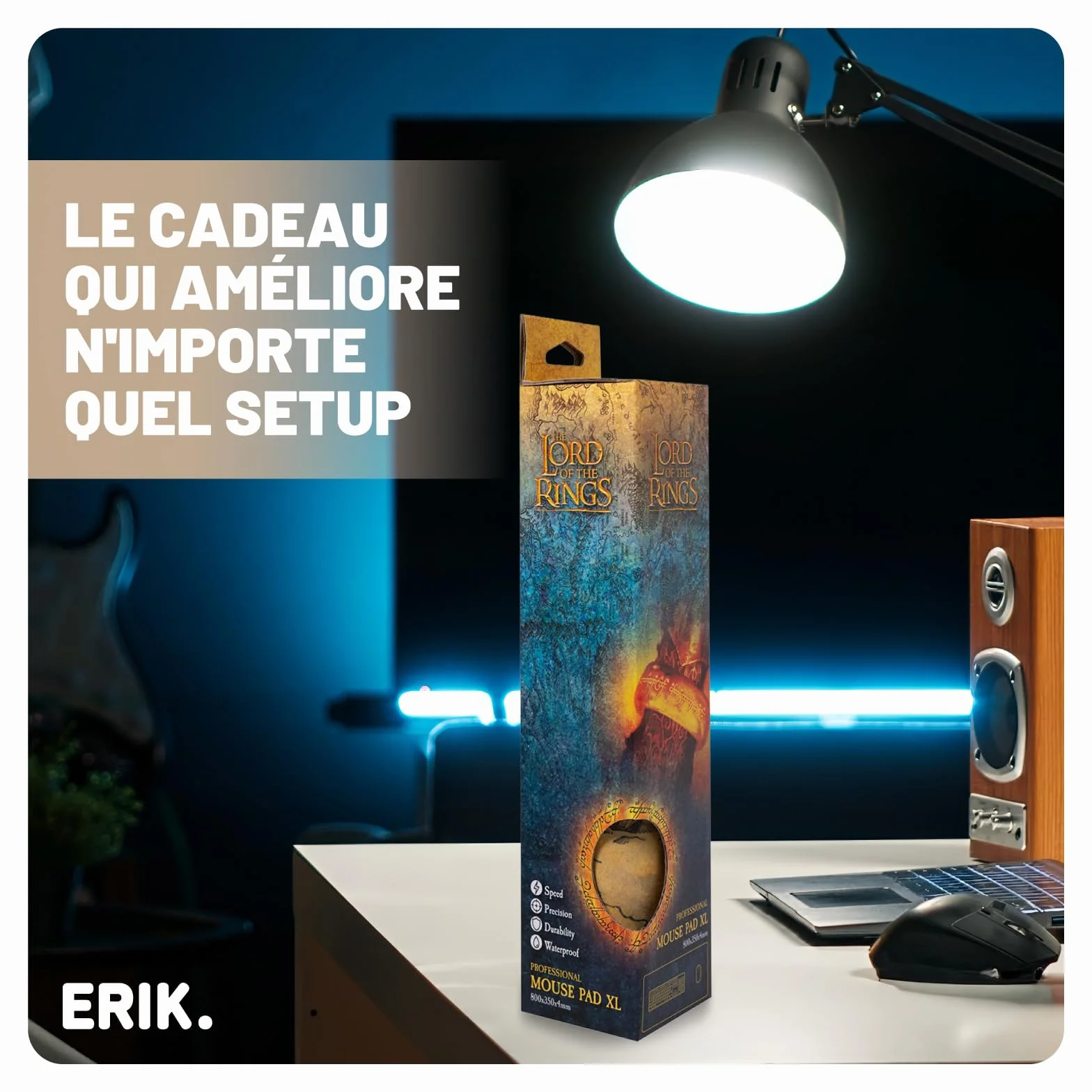 Tapis de Souris XL Le Seigneur des Anneaux 80 x 35 cm, sous Licence Officielle - Tapis de Bureau Gamer