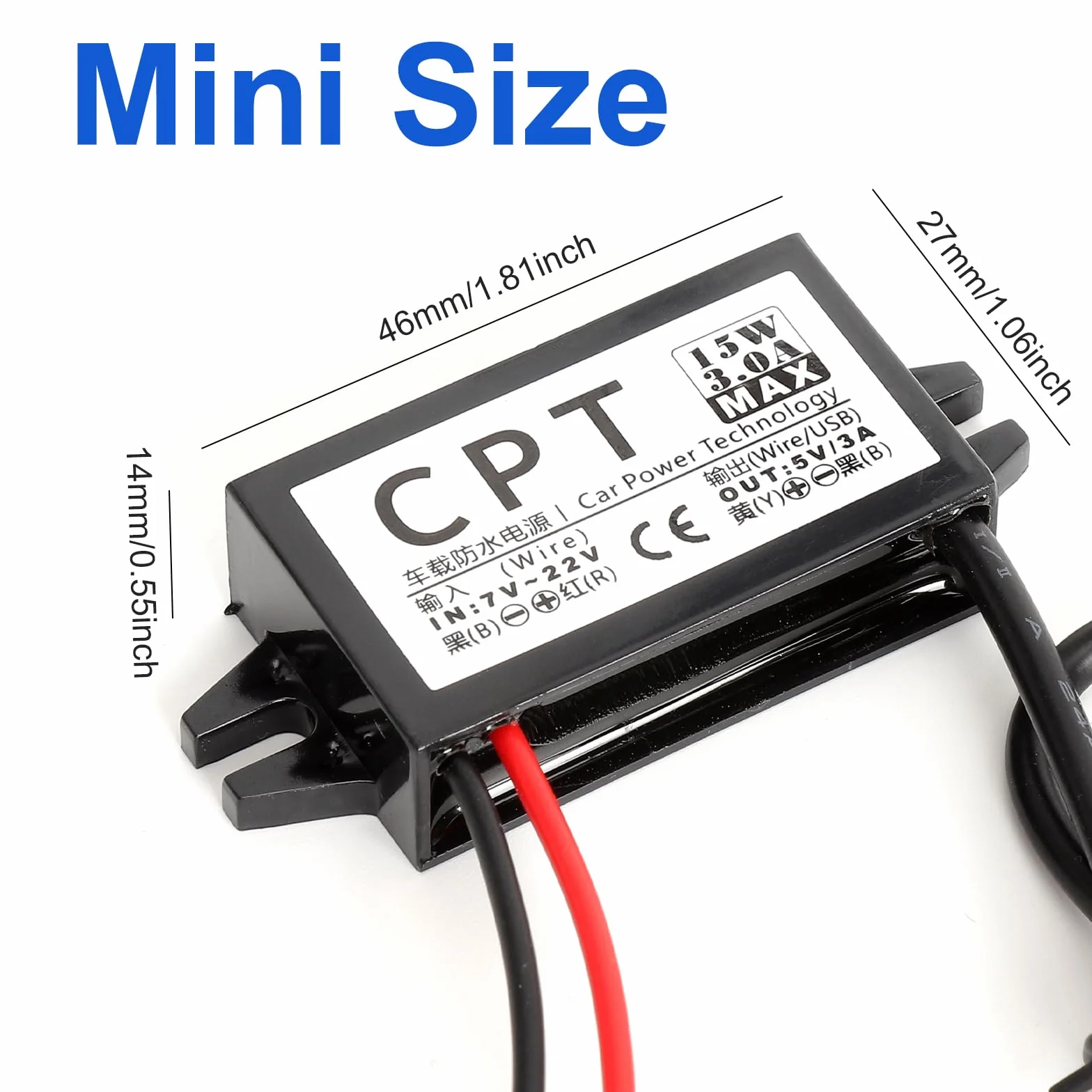 12 V na 5 V USB adapter do samochodu, konwerter DC DC Buck, regulator napięcia, 7 V-22 V, wejście USB 3 A 15 W, 12 V do motocykla, GPS, system monitoringu