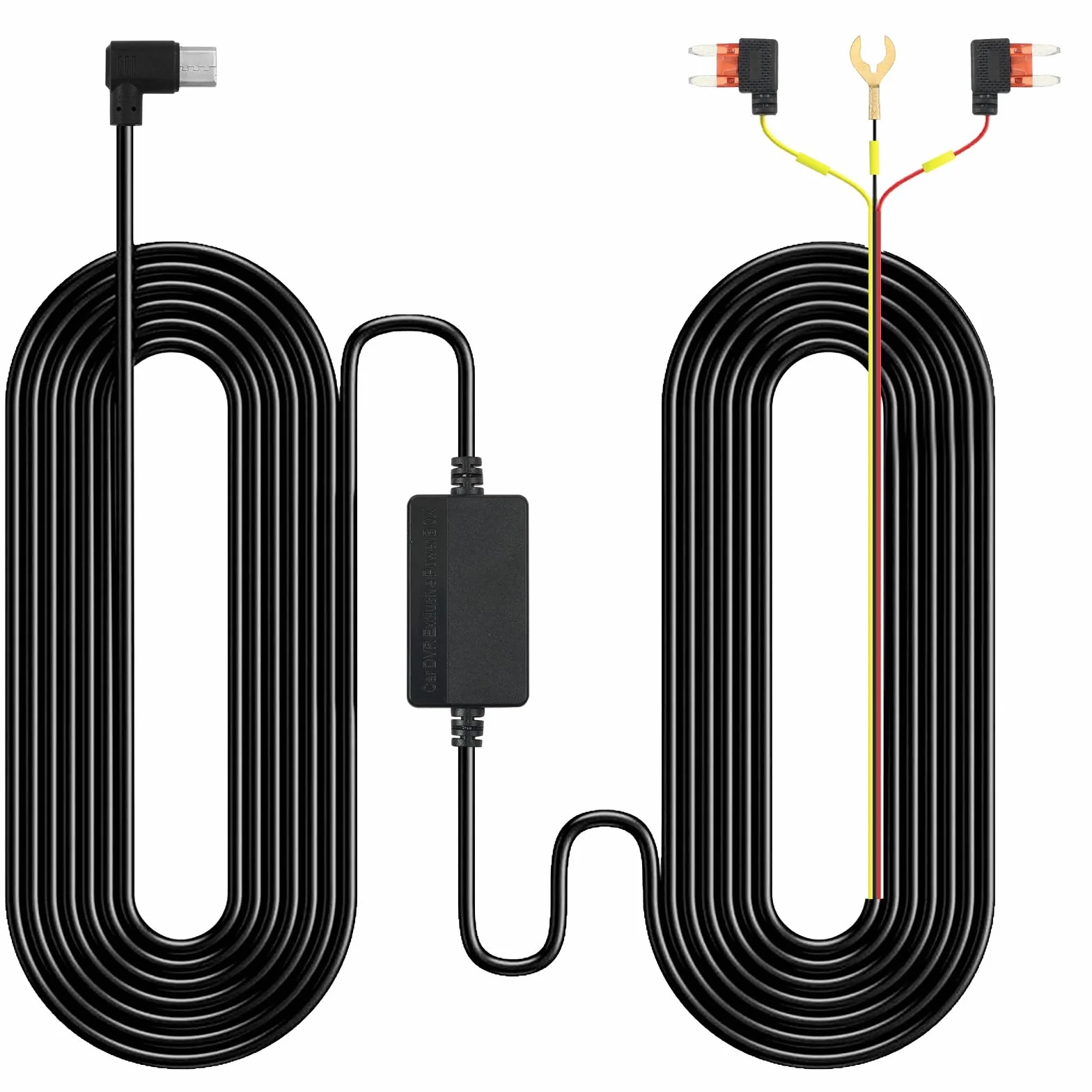 Zestaw okablowania Frvesroe do kamery samochodowej USB C - Mini Fuse Tap 12V-24V na 5V/2.5A z ochroną przed niskim napięciem, kabel Type-C do trybu parkingowego 24h