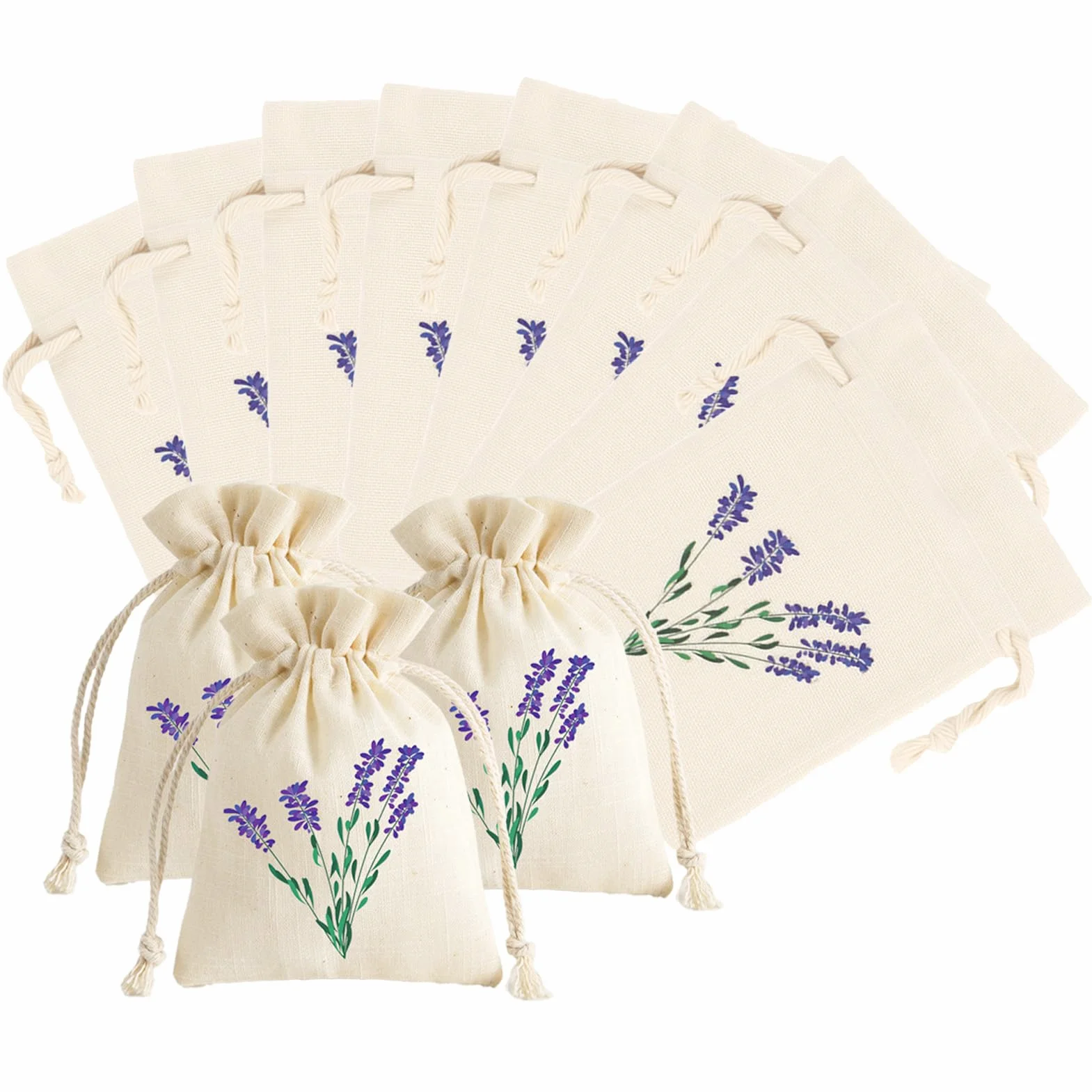 Sachets à Remplir Lavande Vides Lot de 12 Pochons Tissu avec Cordon de Serrage Réutilisables