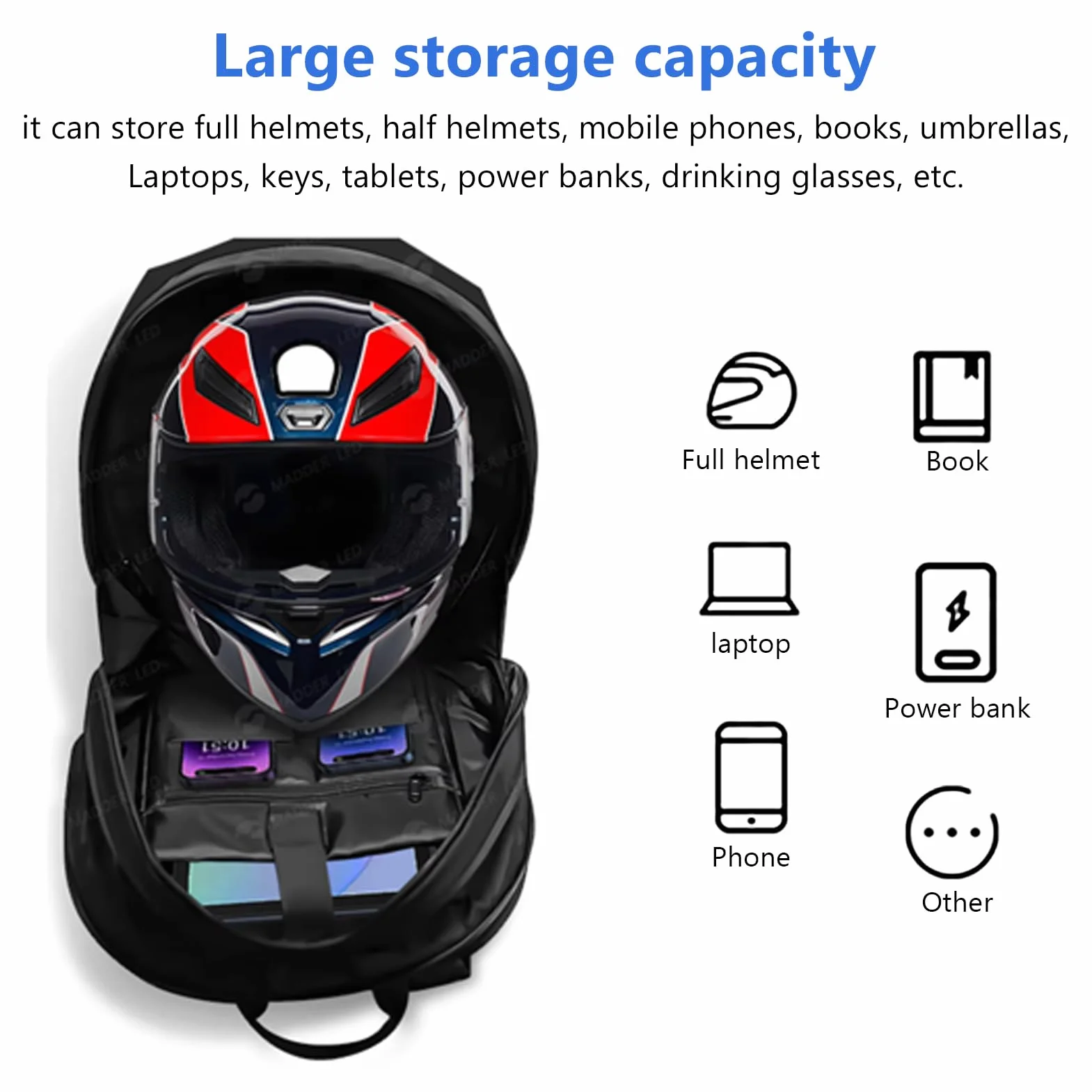 Plecak LED Motocyklowy, Plecak Knight -backpack, Plecak LED z Programowalnym Majsterkowaniem