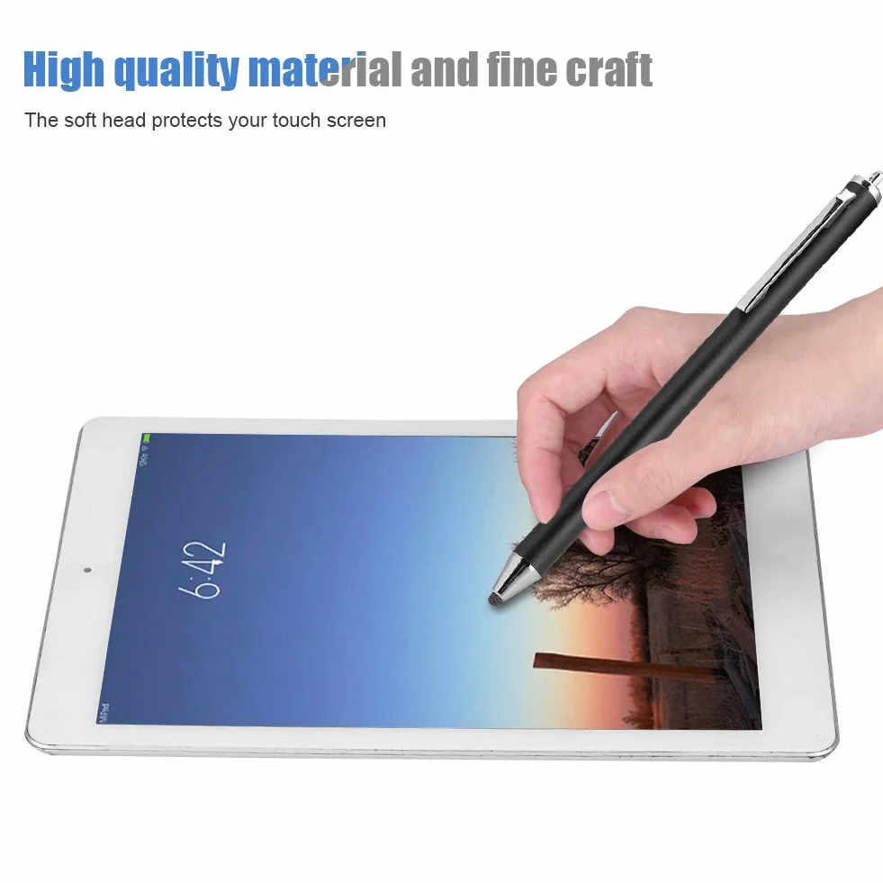 Rysik z główką materiałową, Uniwersalny Rysik do Ekranu Dotykowego do Smartfonów i Tabletów, do Samsunga, do IPada, do OPPO, do Huawei Mate, do Serii NOVA (Czarny)