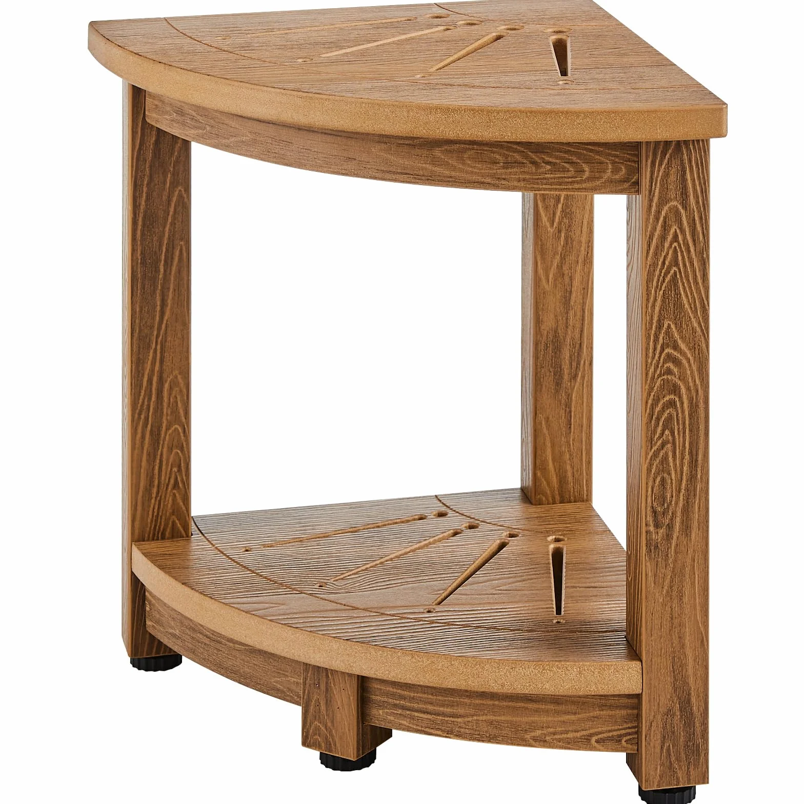 VEVOR Banc de Douche d'angle, Hauteur 430 mm, Rayon 325 mm, Tabouret de Salle de Bain, Faux Bois en polystyrène, chargé de 158 kg avec étagère de Rangement, résistant à l'eau, intérieur et extérieur