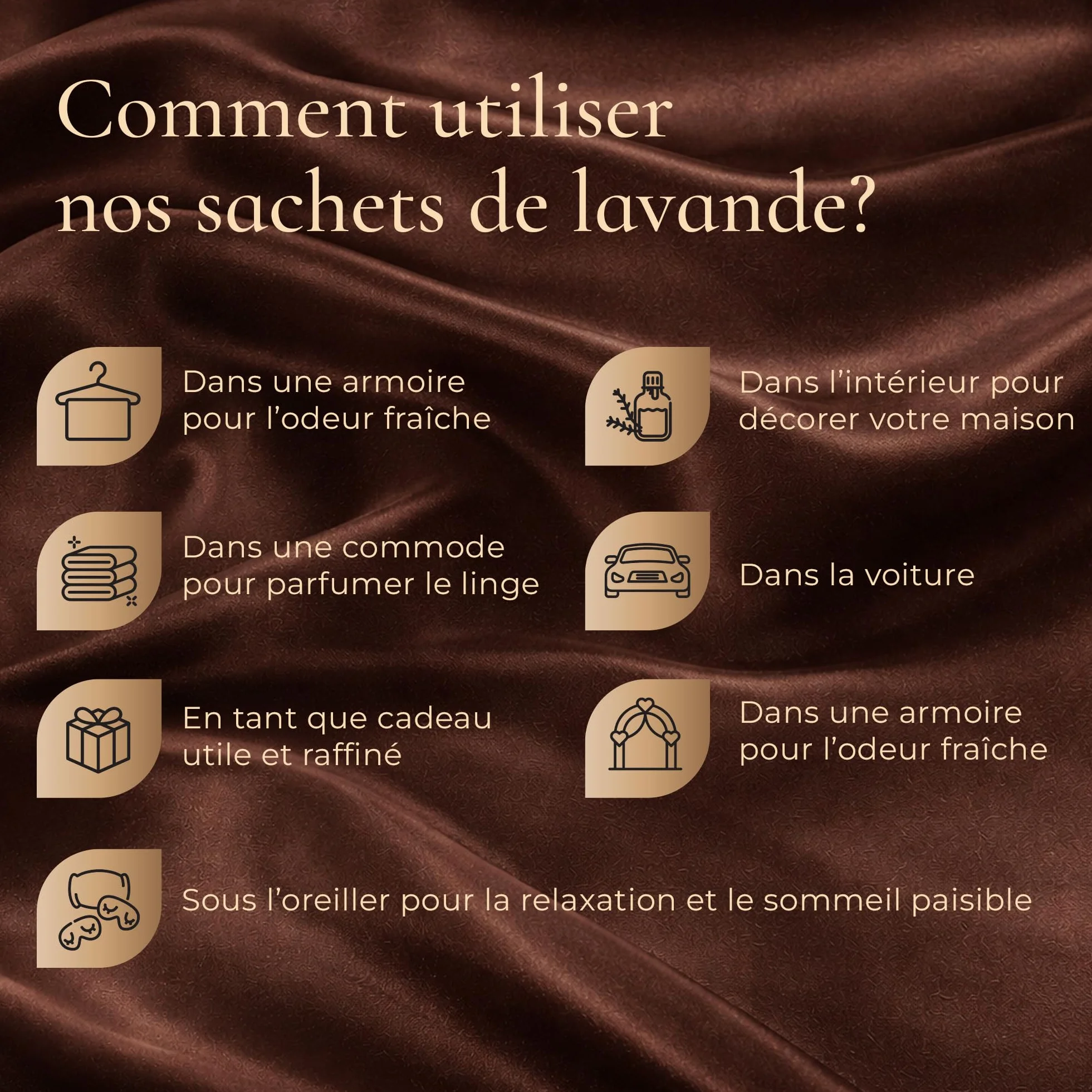 Sachets de Lavande Parfumés en Satin 8 Sachets Anti-Mites Naturel Coffret Cadeau Lavande Francaise
