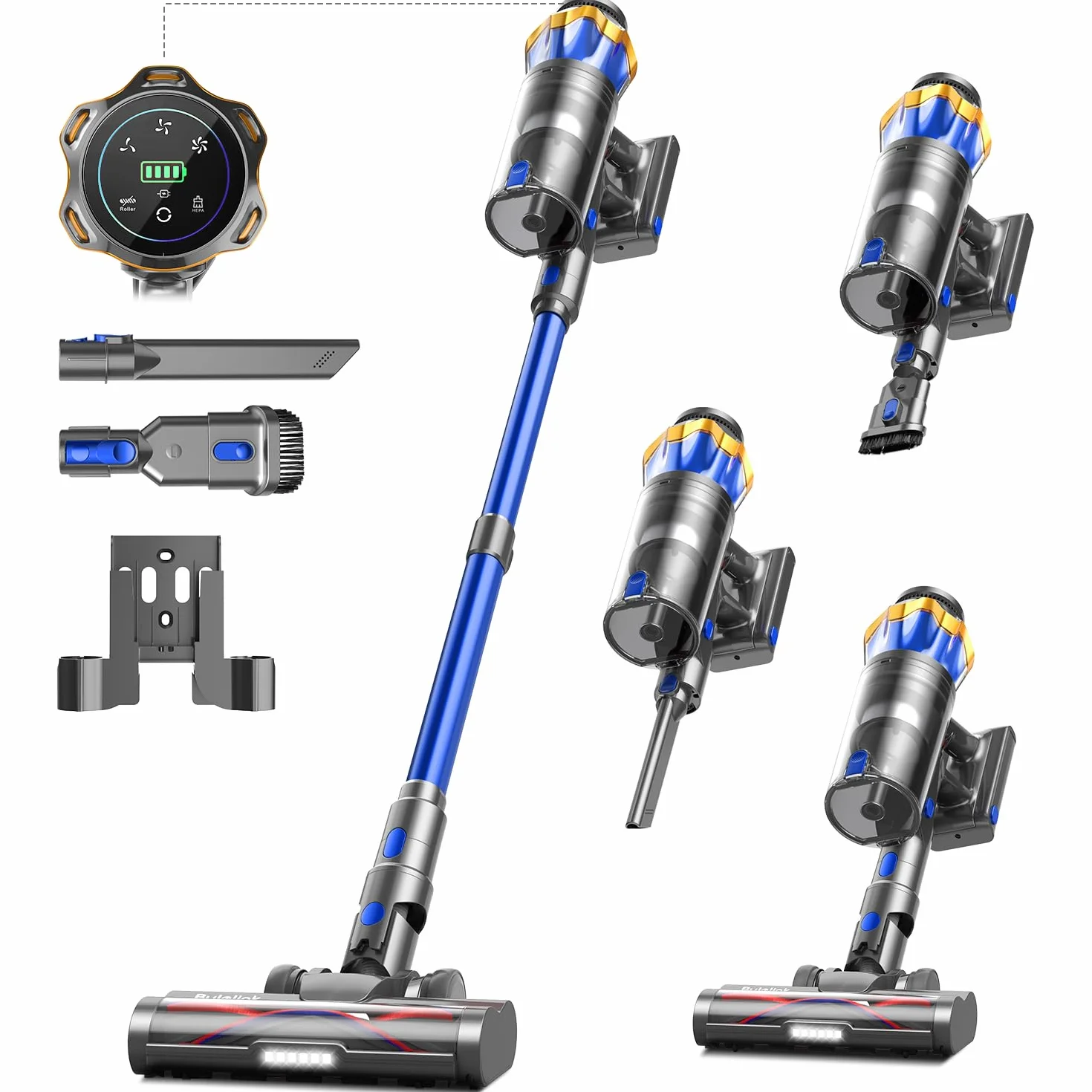 Aspirateur Balai sans Fil 650W 55KPA 70min 1.6L Brosse Anti-Enmêlement OLED Écran Tactile
