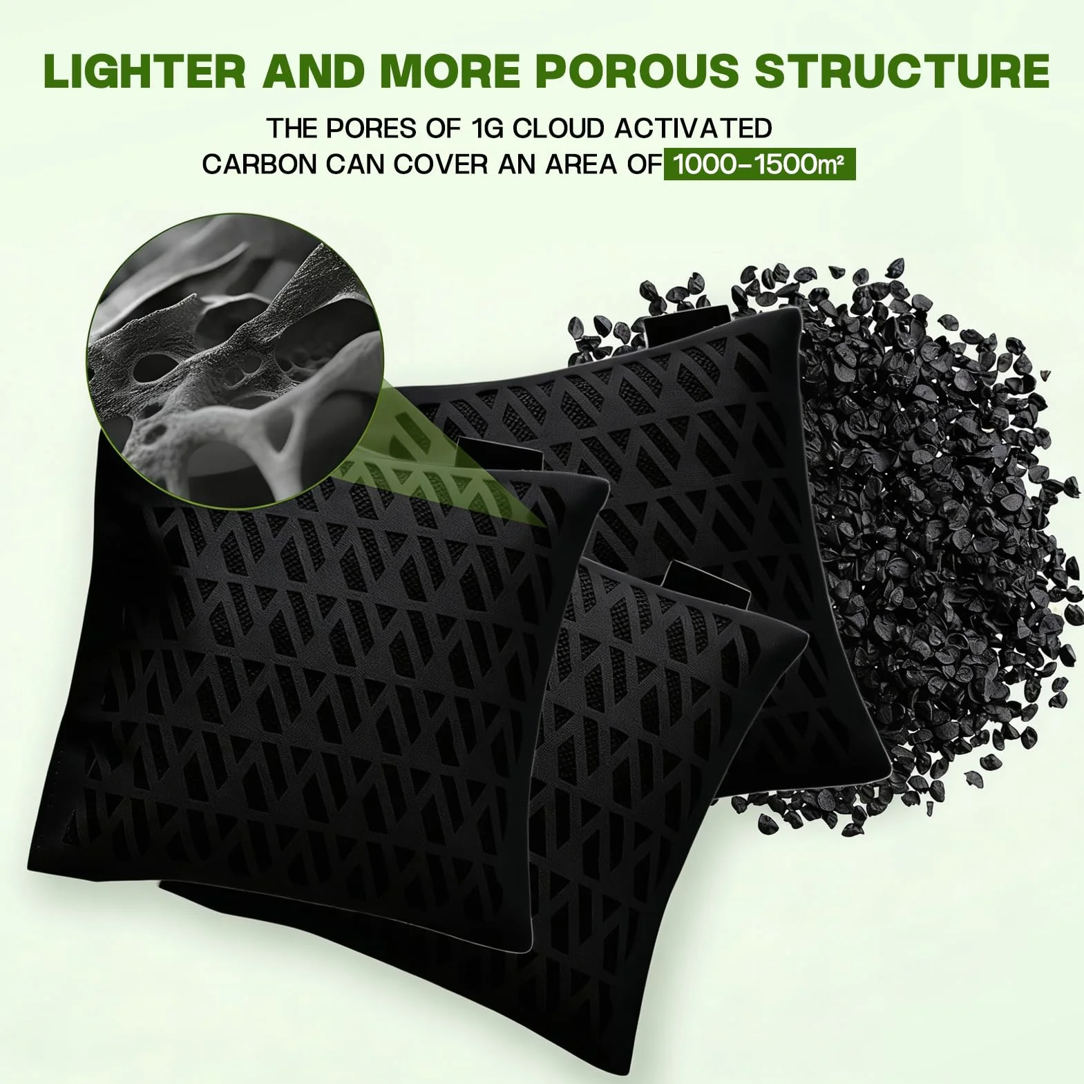 Sacs De Charbon Pour Purifier L'air Naturel, Absorbeur D'odeurs Au Charbon Actif, Éliminateur D'humidité, Pour La Maison, Voiture, Animaux Domestiques (4 Pack)