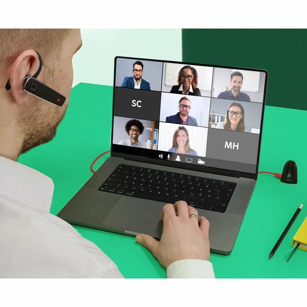 Hama Zestaw słuchawkowy Bluetooth "MyVoice2100", One-Ear (Mono Headset Bluetooth 5.0, akumulator 80 h, bezprzewodowy zestaw słuchawkowy do 2 urządzeń, pałąk na ucho S/L, idealny dla osób noszących