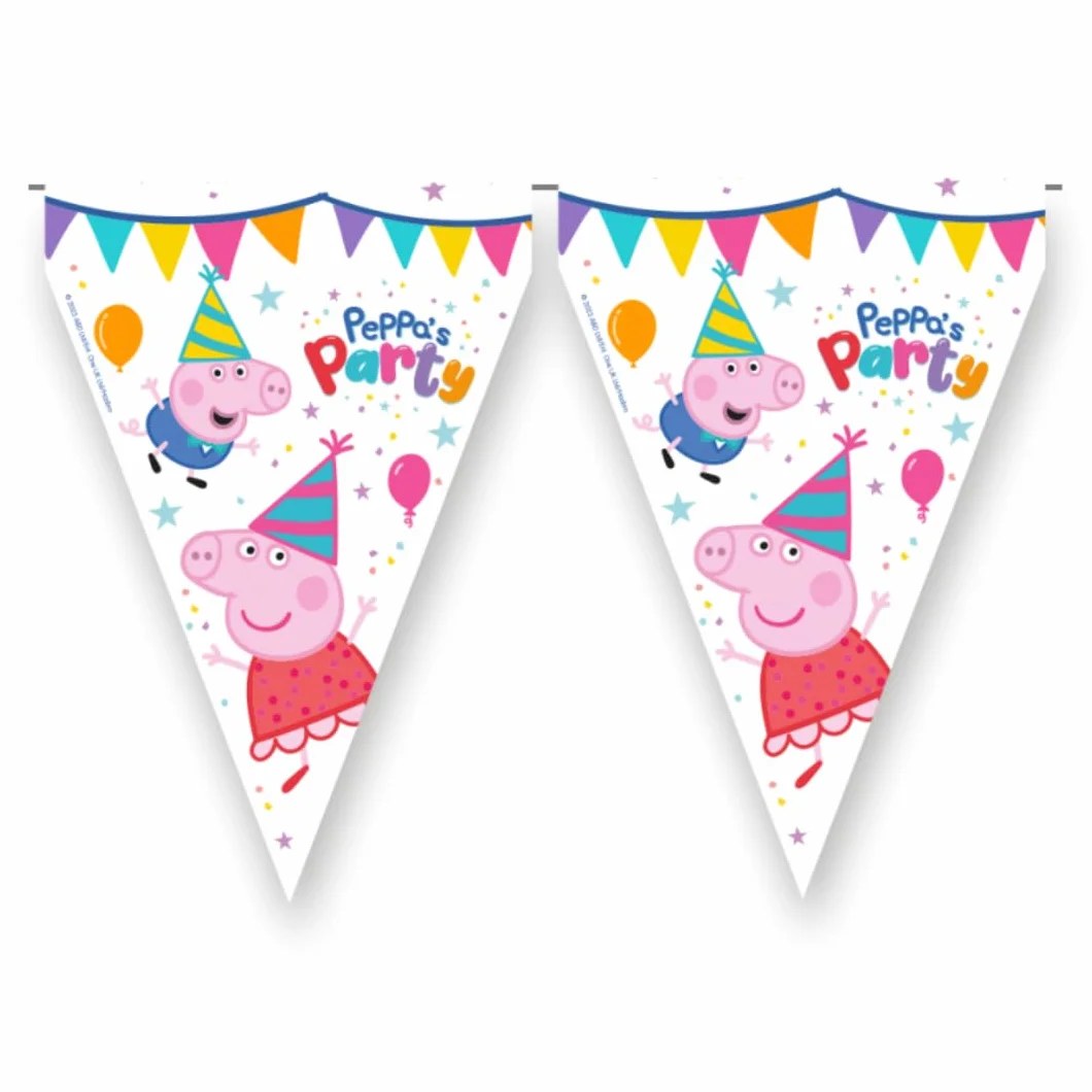 Fanion d'anniversaire Peppa Pig, Décoration d'enfant 3 M