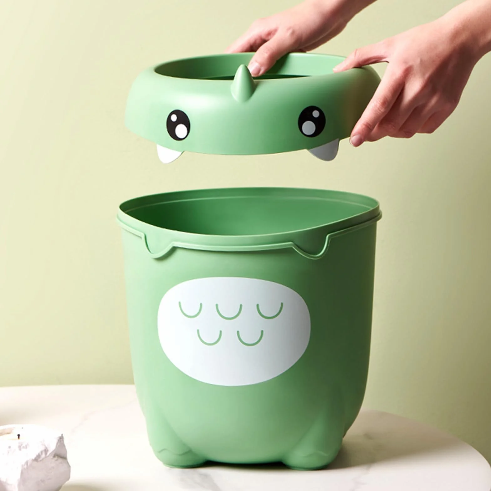 Corbeille Poubelle Dinosaure Compacte Design Ouvert Bureau Cuisine Salon