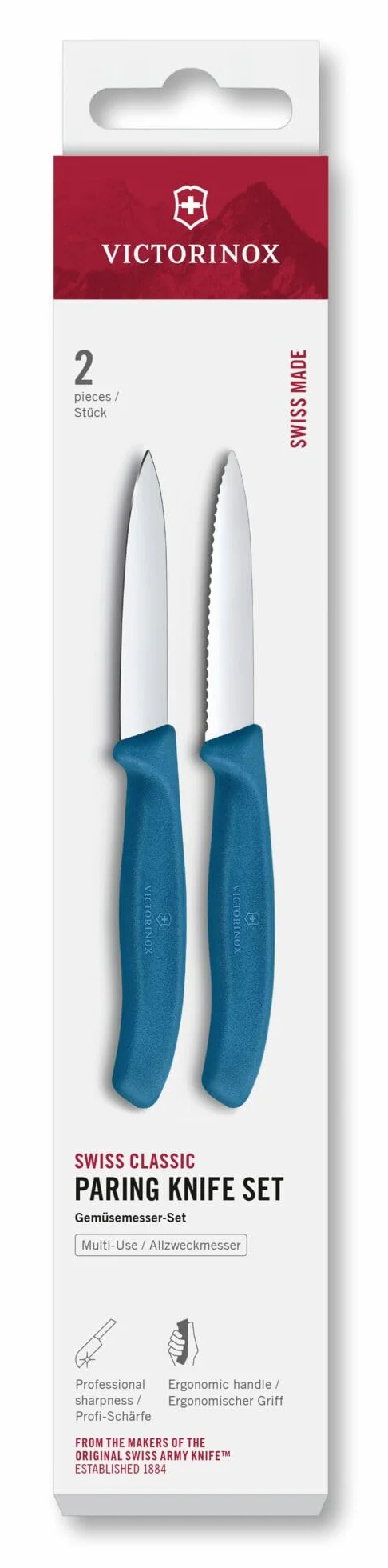 Victorinox Swiss Classic Couteau à légumes et à éplucher, acier inoxydable, bleu