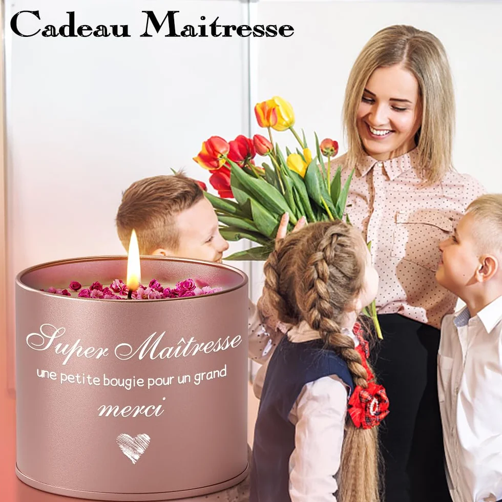 Bougie Parfumée à la Lavande KAAYEE 9oz Cadeau Maitresse D'école 50H Durée Merci Maîtresse