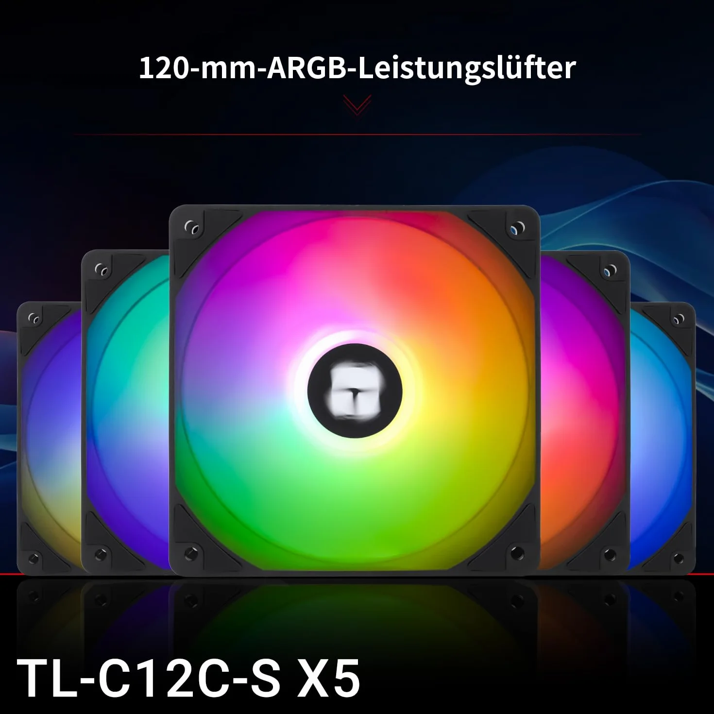 TR-Thermalright TL-C12C-S X5 120 mm CPU PWM ARGB wentylator, 1550 RPM Silent Cooling, czarny wentylator CPU, 5 sztuk, można sparować z obudową / chłodnicą procesora