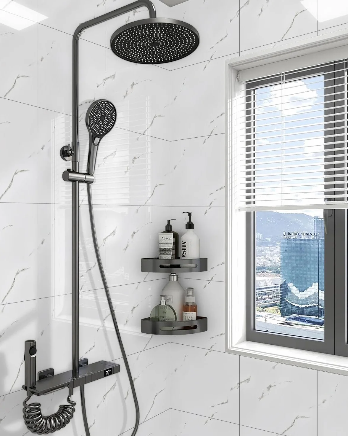 Carreaux adhésifs marbre 30x30cm étanches PVC blanc nuage pour douche cuisine salle de bain