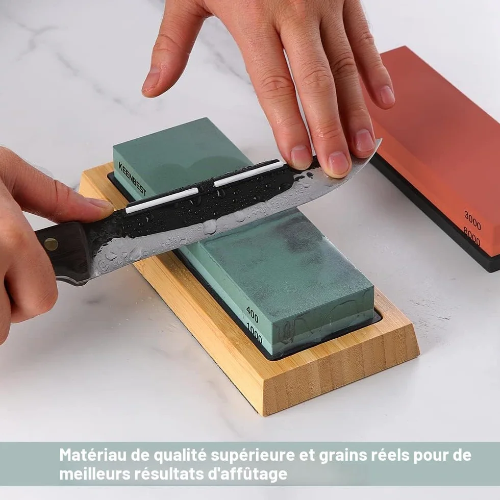 KEENBEST Pierre à aiguiser japonaise 400 1000 3000 8000 Grain réel Rouge