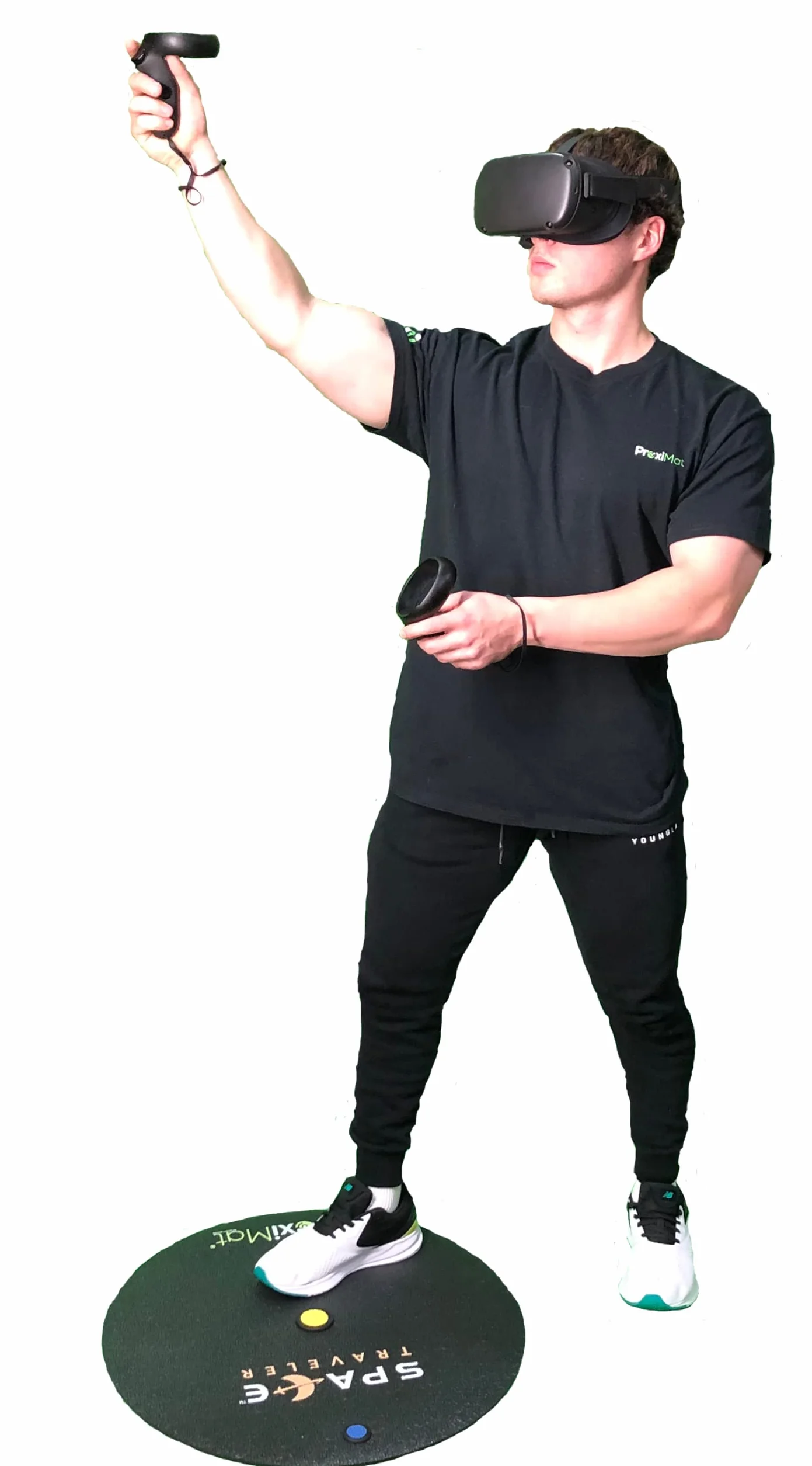 ProxiMat Space Traveler Theo 58.4 cm okrągła mata VR do małego pokoju zapewnia skalę stojącą i pokojową. Świetne akcesorium na prezent do platformy Oculus Rift, Quest, HTC Vive, Valve Index