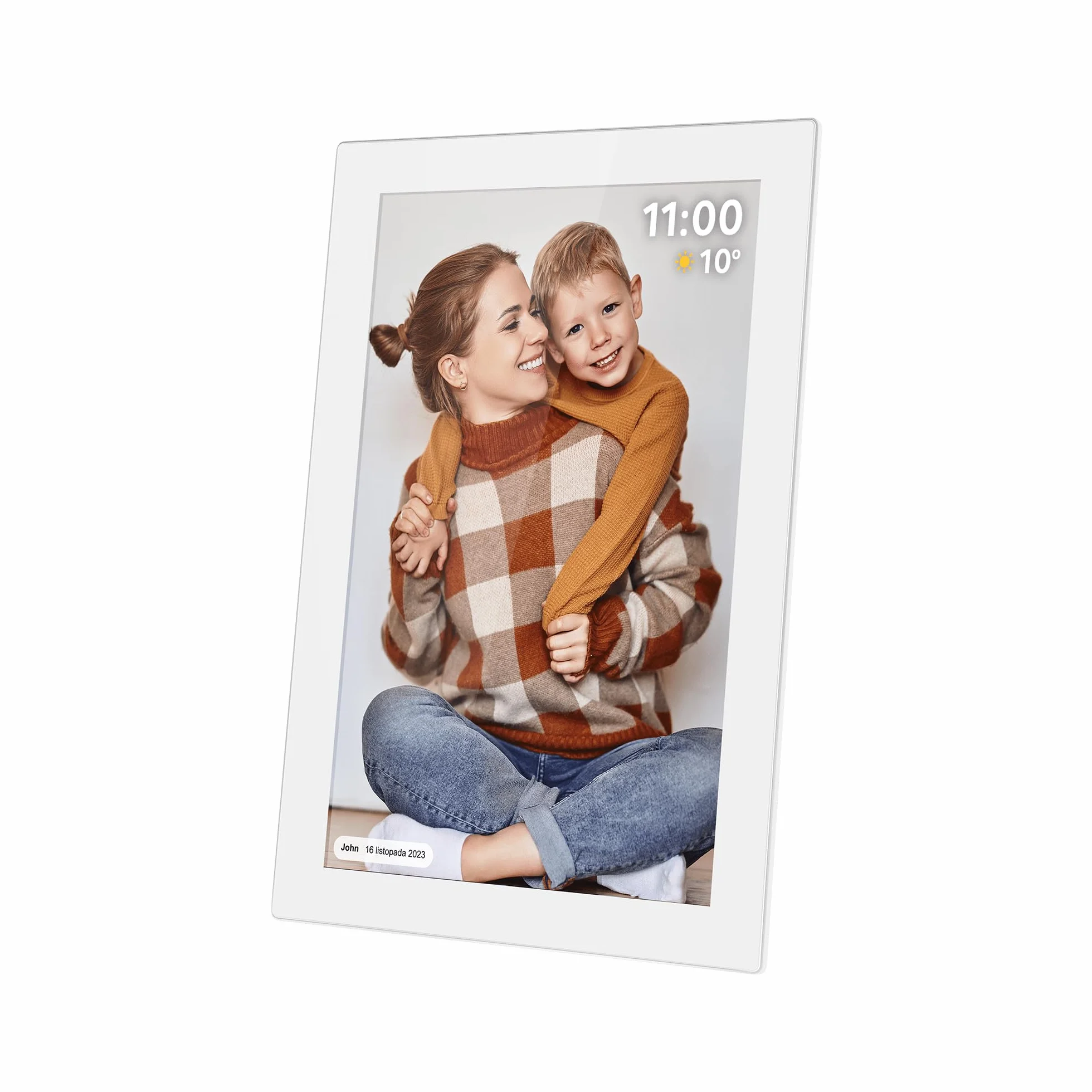 Krüger&Matz Cyfrowa Ramka na Zdjęcia FRAMEO 1280 x 800 px 10,1" Wi-Fi MicroSD Odtwarzanie Klipów Wideo Timer Pogoda Biała Ramka KM1100W