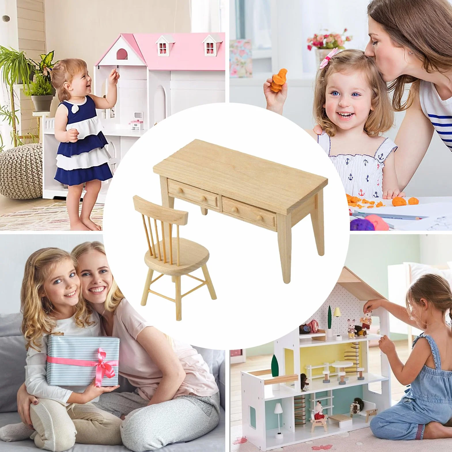 Mobilier De Maison De Set de Table et Chaises Miniatures Échelle 1/12 pour Maisons de Féériques Collectionneurs