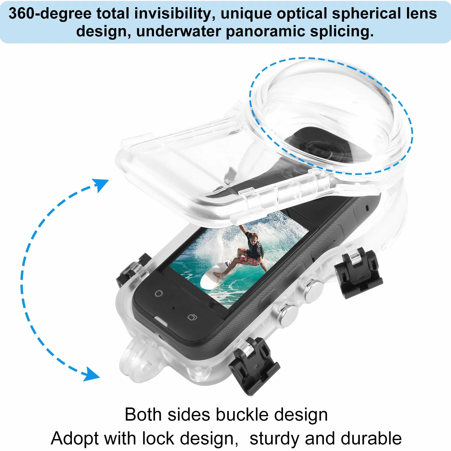 PULUZ 60 m Wodoodporny futerał do nurkowania dla Insta360 X5, niewidoczne podwodne uszczelnione etui ochronne Shell dla Insta360 X5 360 stopni Fotografia Akcesoria fotograficzne