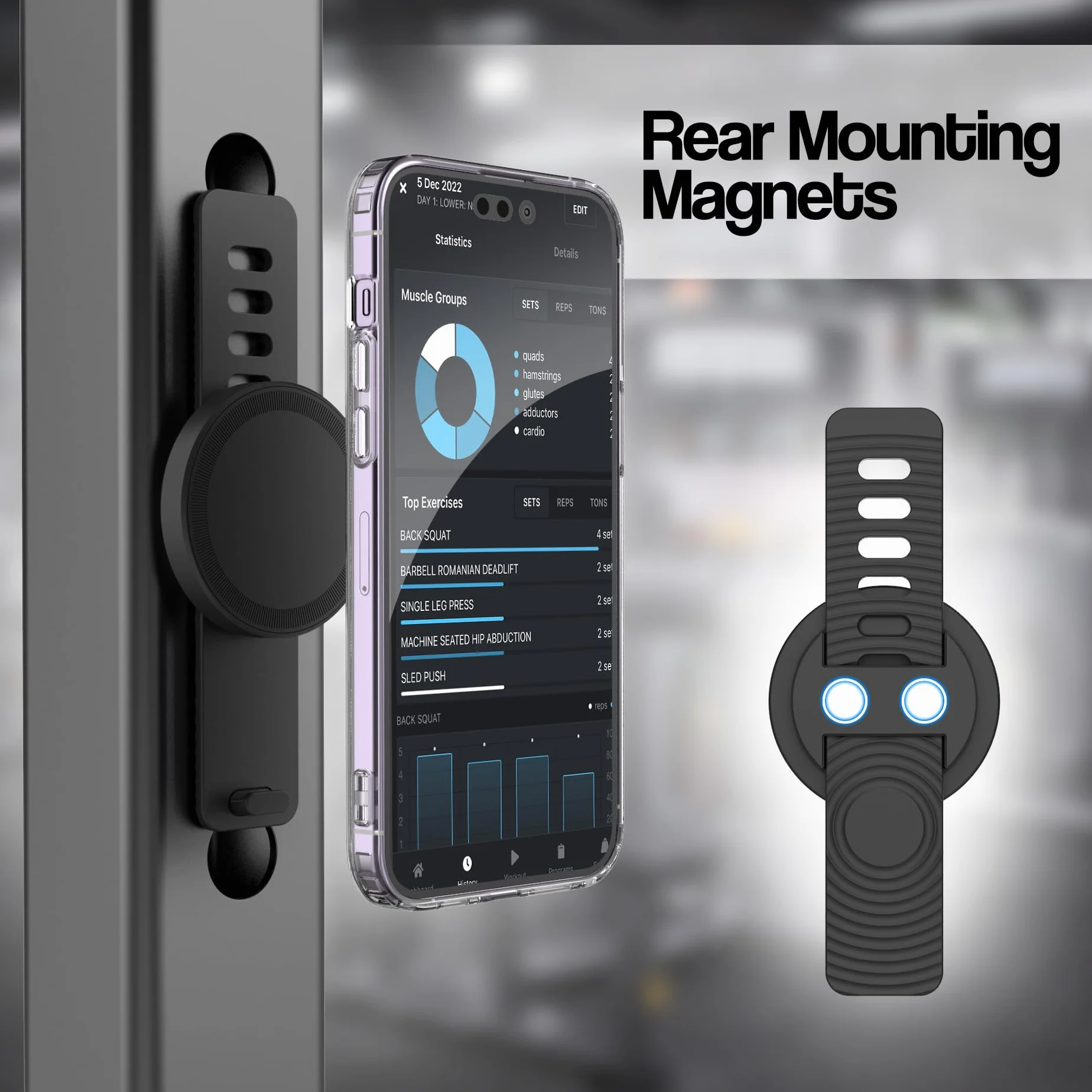 Encased Uchwyt magnetyczny G9-Gripper – kompatybilny z uchwytem na telefon MagSafe do domowego roweru fitness, sprzętu treningowego, wózka i kierownicy wózka (iPhone 14/13/12/Pro Max)