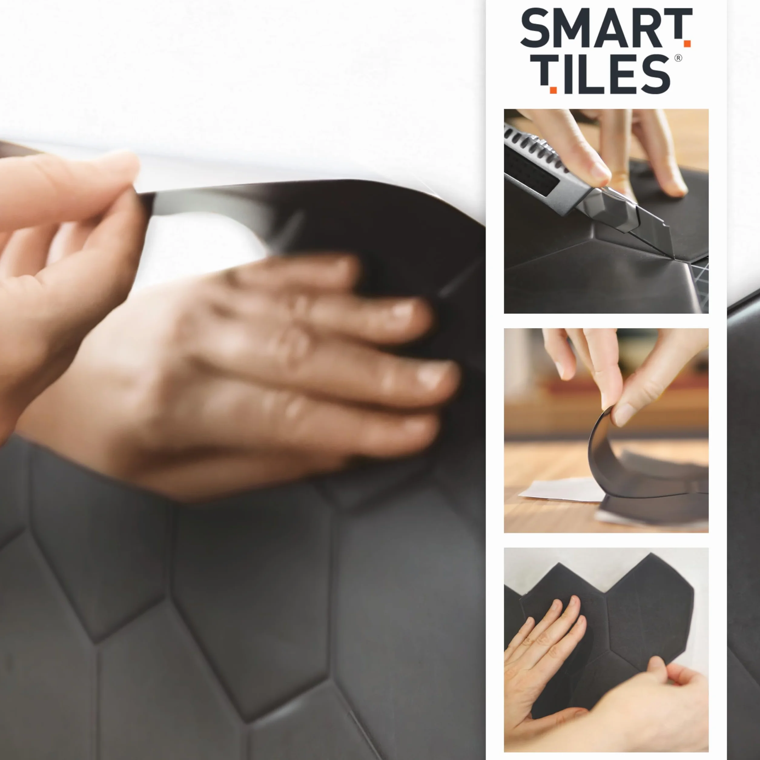 Smart Tiles Credence Adhesive Cuisine Zellige Beige/Gris, Carrelage Adhesif Mural Salle de Bain 3D, 5 Stickers Muraux 22.86x22.86 cm