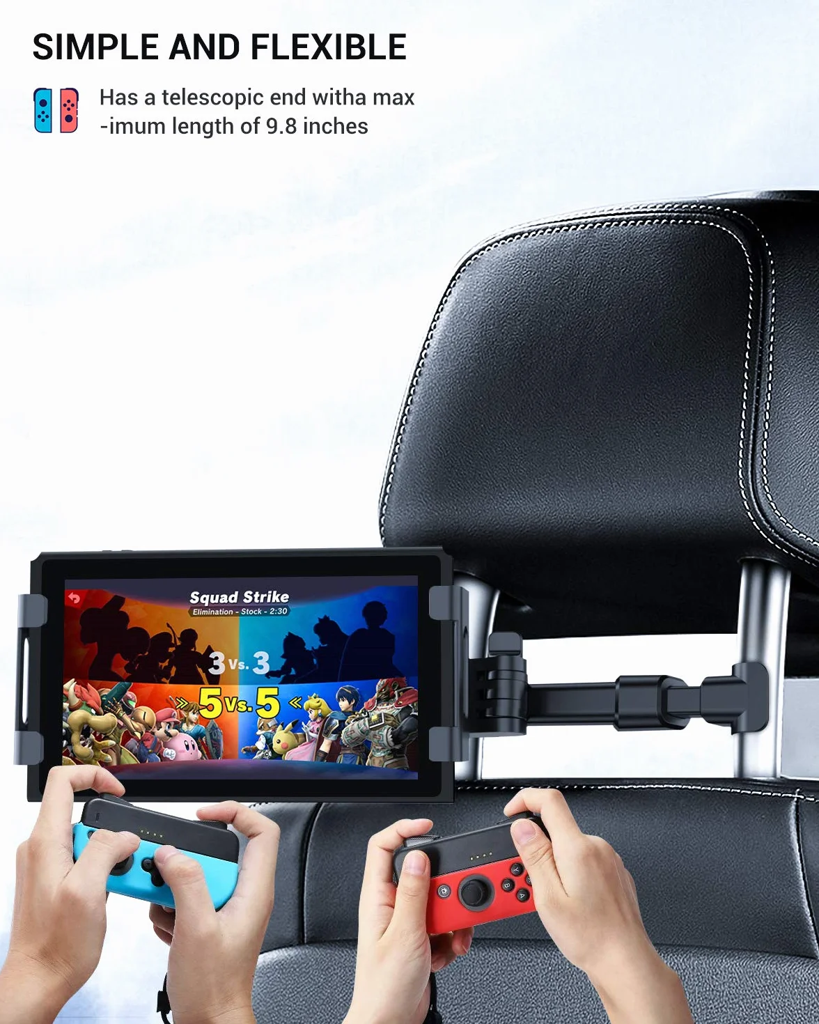 Eono Uchwyt na tablet samochodowy, uchwyt samochodowy zagłówek uchwyt na tablet komórkowy z obsługą 360 obrót dla iPada 4,4-13 cali, iPhone, Galaxy Tab, Huawei Mediapad, Switch