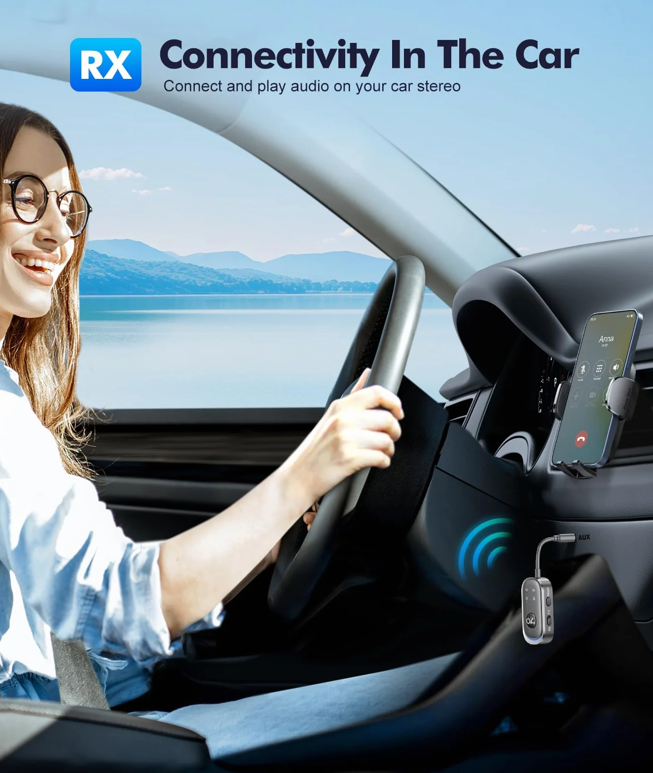 Mohard Bluetooth 5.3 Audio, Nadajnik Bluetooth Odbiornik AUX Bluetooth 5.3 Car Handsfree Dual Pair do AirPods i Słuchawek, 3.5mm Jack Audio Adapter w samolocie, Dom/Samochód Stereo, PC/TV/Głośniki