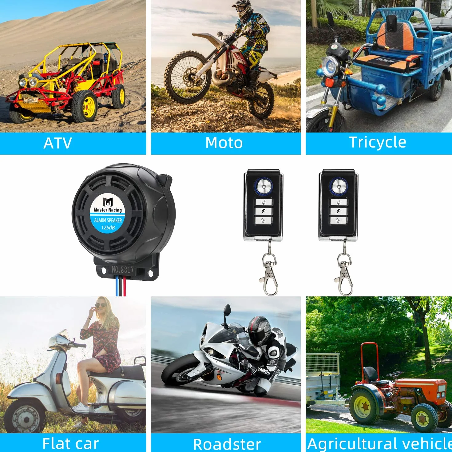 Rupse System alarmowy do motocykla, alarm z 2 pilotami zdalnego sterowania, wodoszczelny, zabezpieczenie przed kradzieżą, regulowana czułość do wszystkich skuterów i quadów o napięciu 12 V (1)