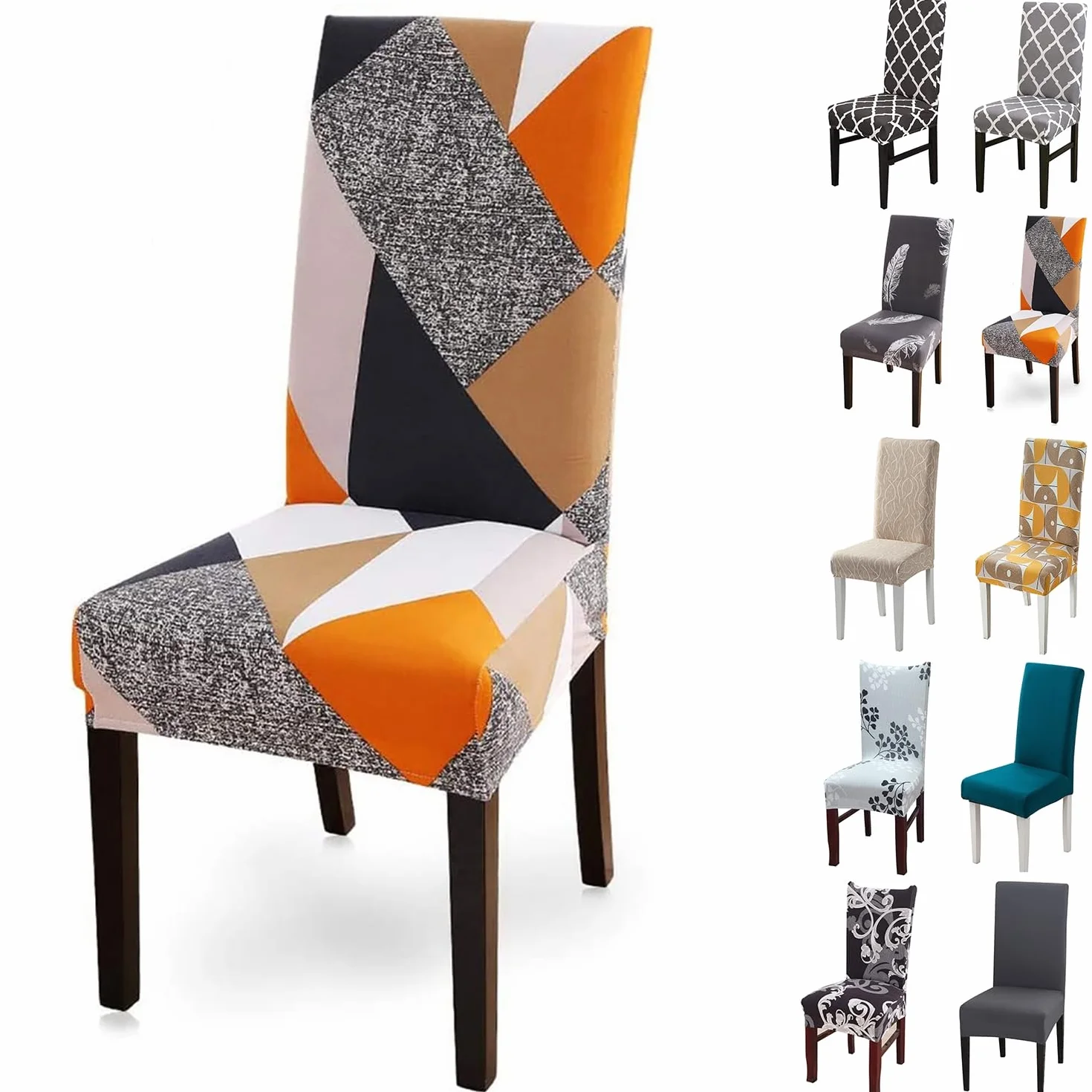 Lot de 6 Housses de Chaise Extensibles Amovibles et Lavables pour Cuisine et Salle à Manger