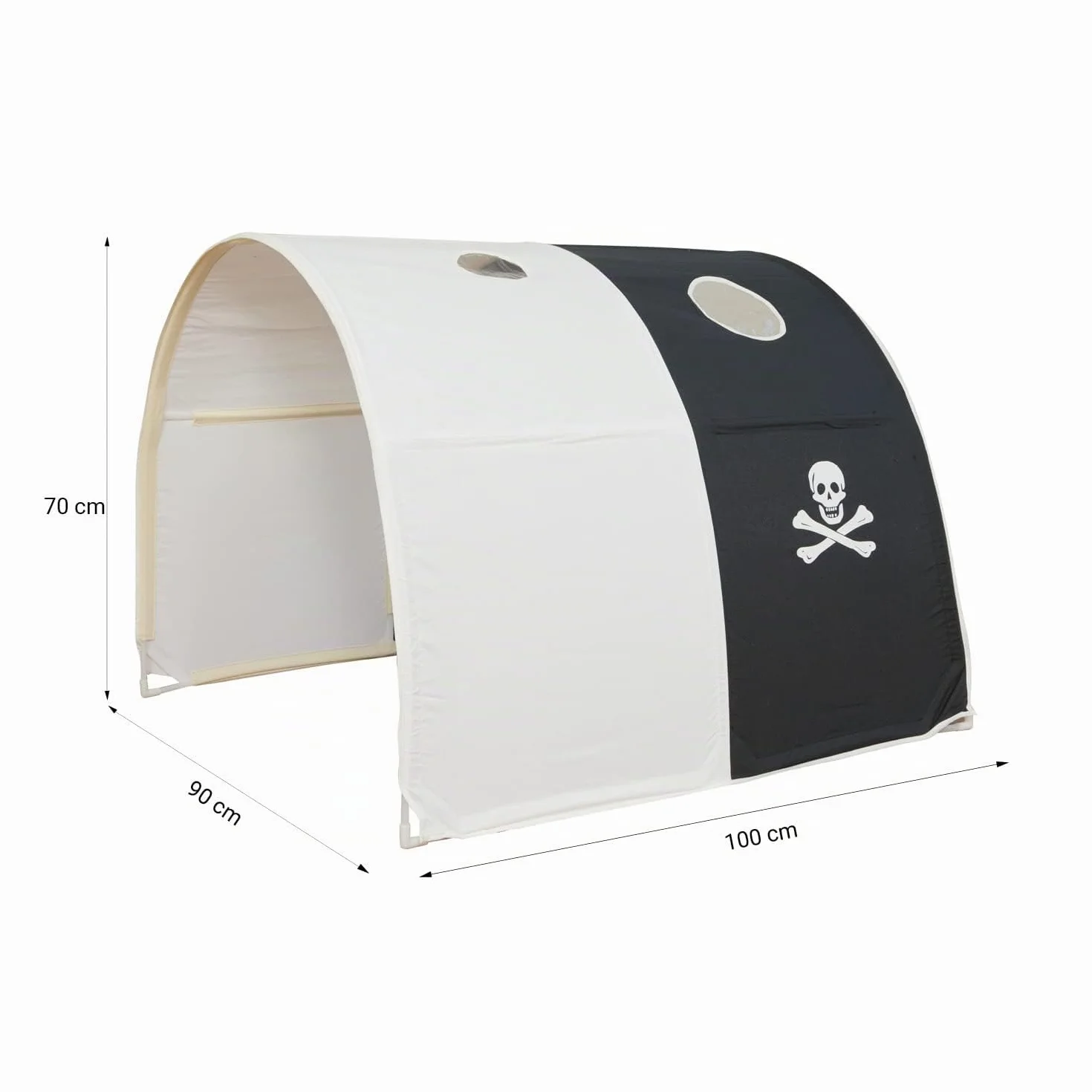 Homestyle4u Tunnel pour Enfant Lit Design, Bois, Bois Dense, Noir, 100 x 90 x 70 cm