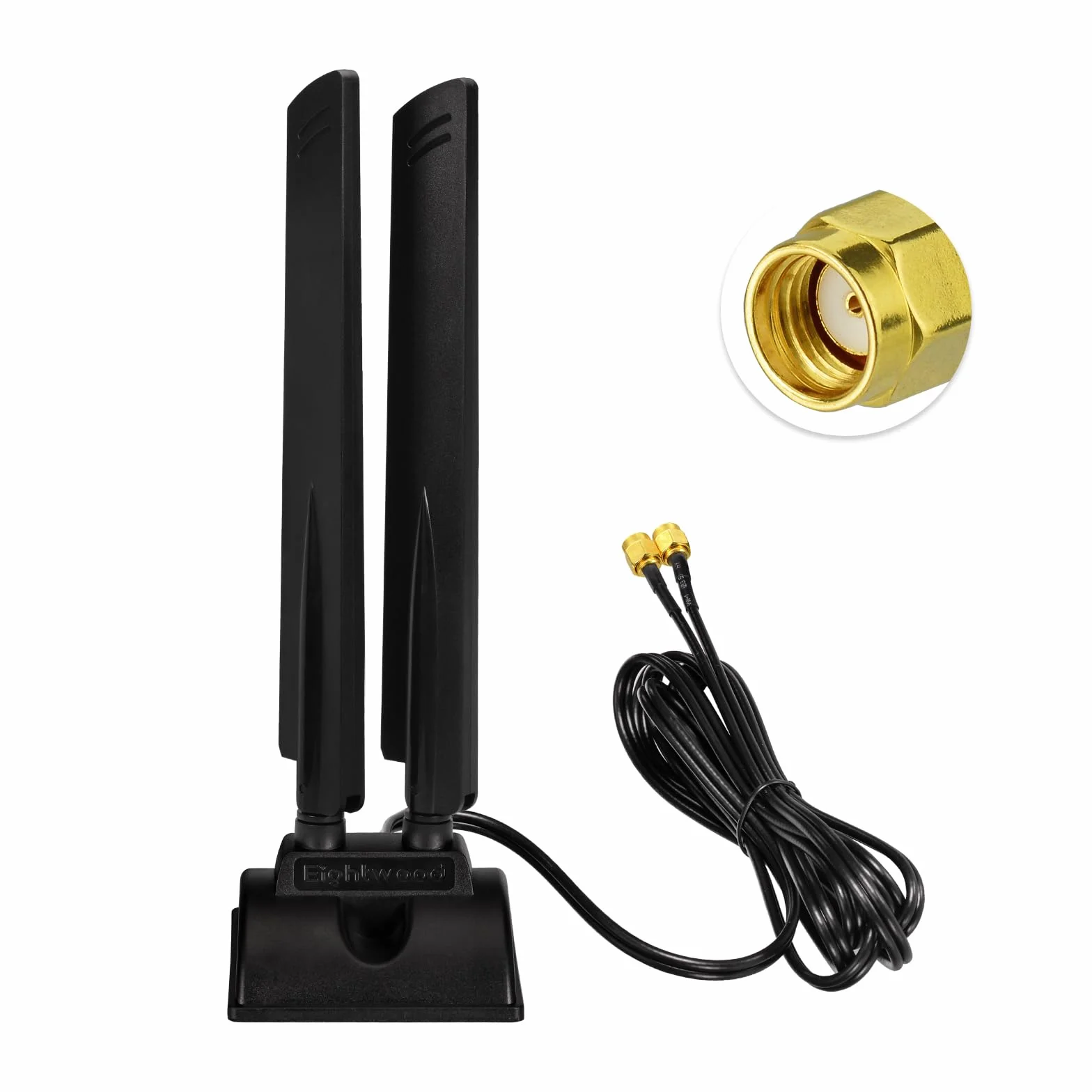 Eightwood Tri Band WiFi 6E Antena RP-SMA Antena WLAN Z magnesowym uchwytem z 200 cm przedłużaczem kabla do PC Bluetooth Płyta główna Router WiFi 6 Kamera Karta PCI